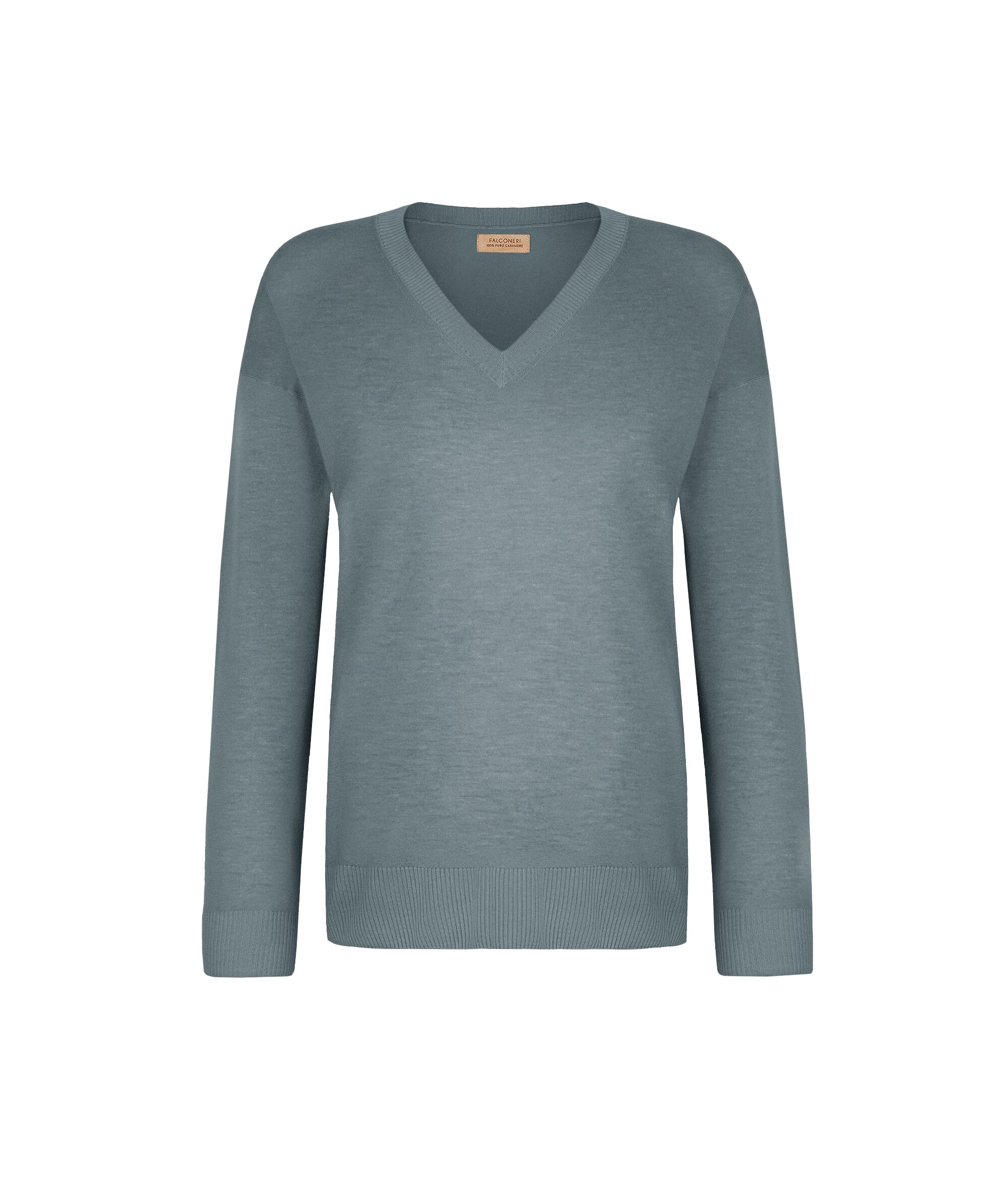 Μπλούζα με λαιμόκοψη V από cashmere με σκισίματα