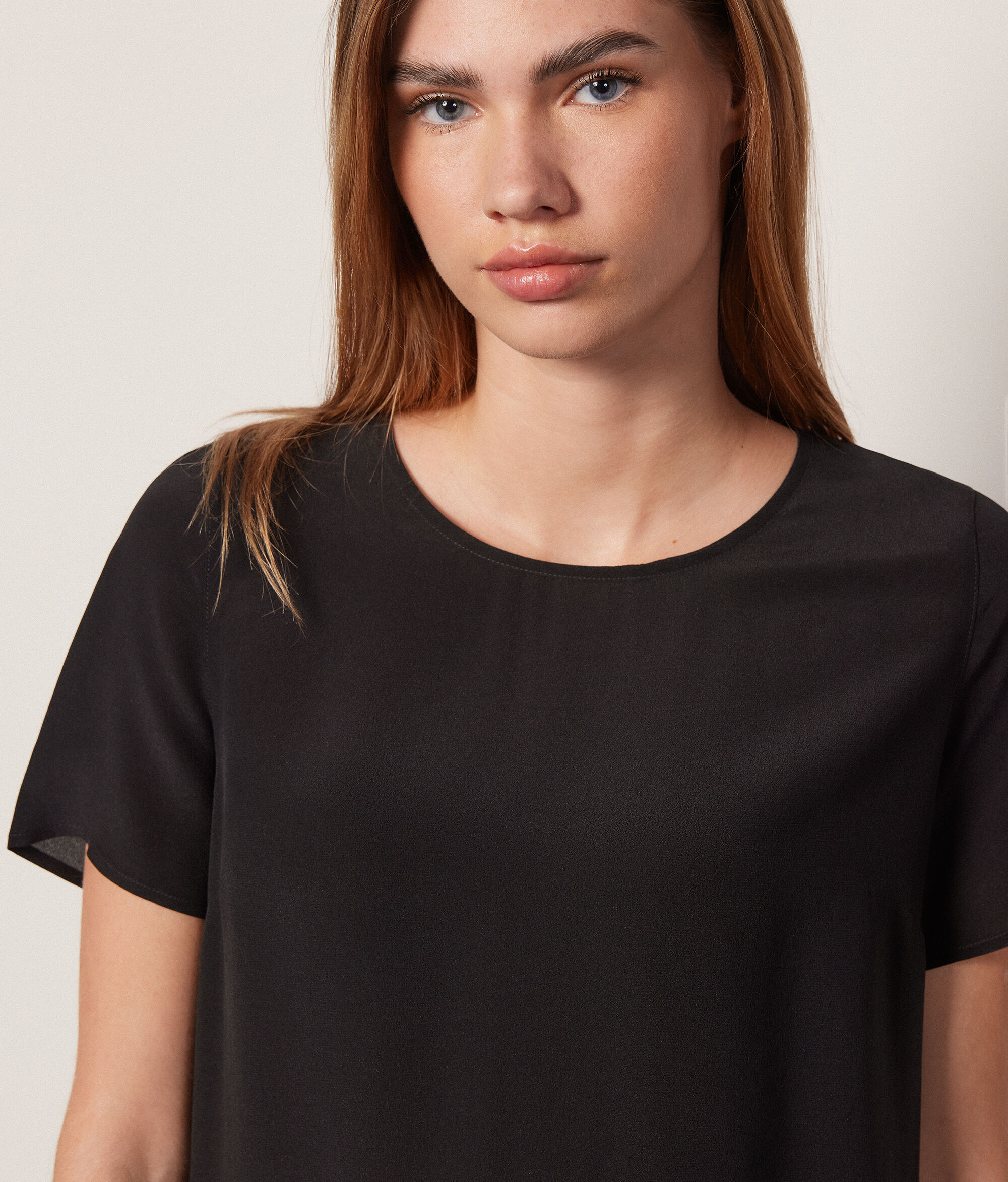 Rundhals-T-Shirt aus Seide
