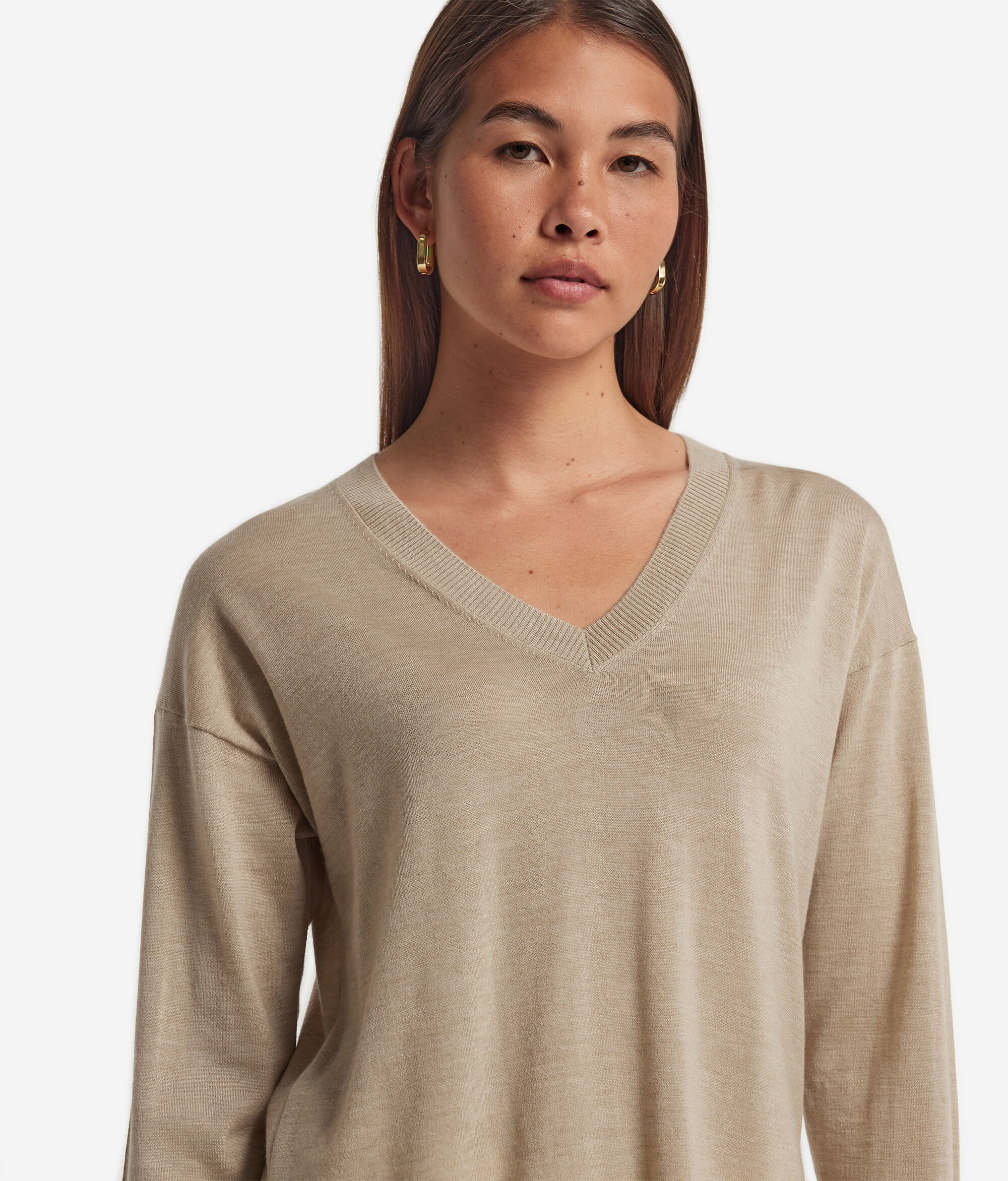 V-Neck Cashmere Jumper with Slits