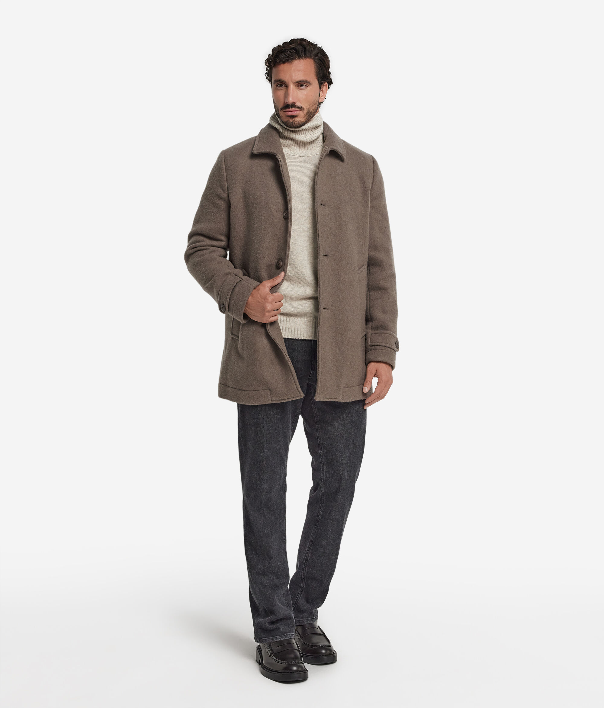 Gabán de botonadura sencilla de cashmere