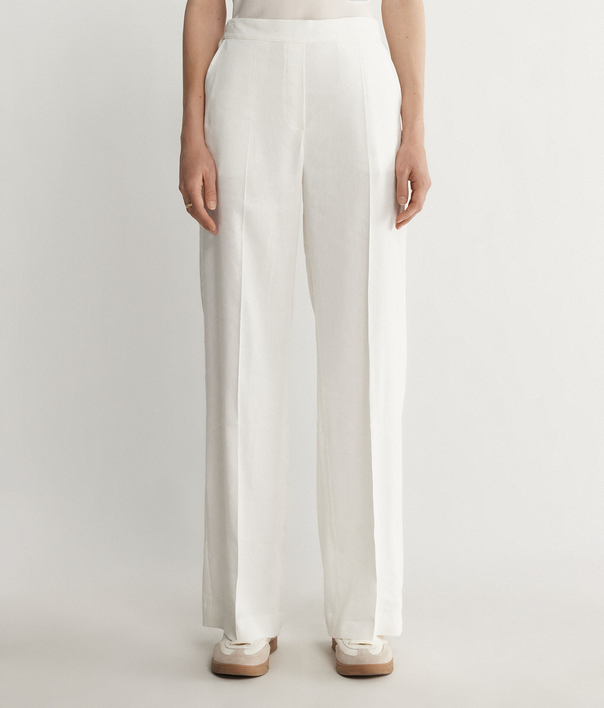 Linen Viscose Wide-Leg Trousers