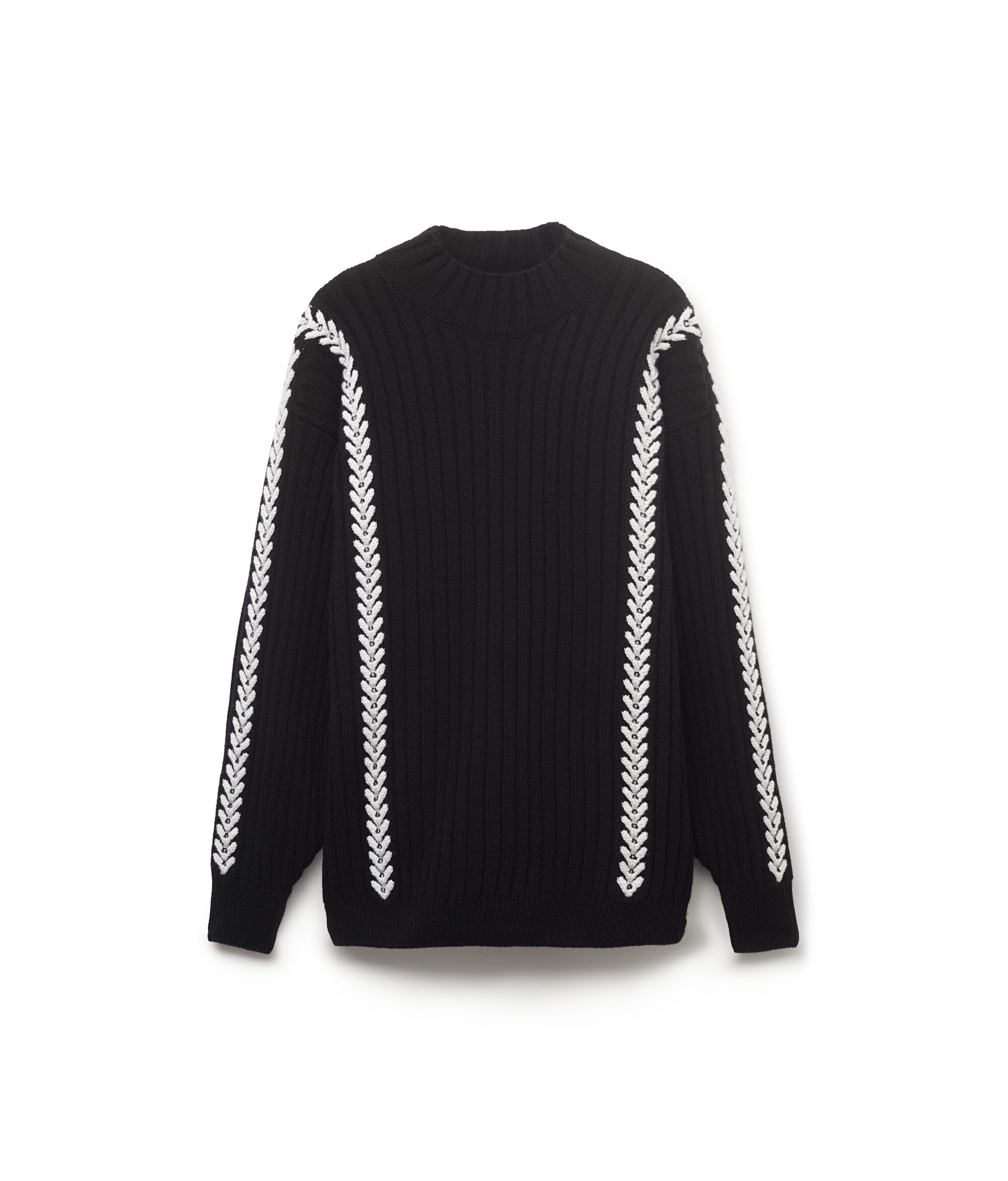 Embroidered Turtleneck Jumper with Ribbed Pattern in Ultrasoft Cashmere