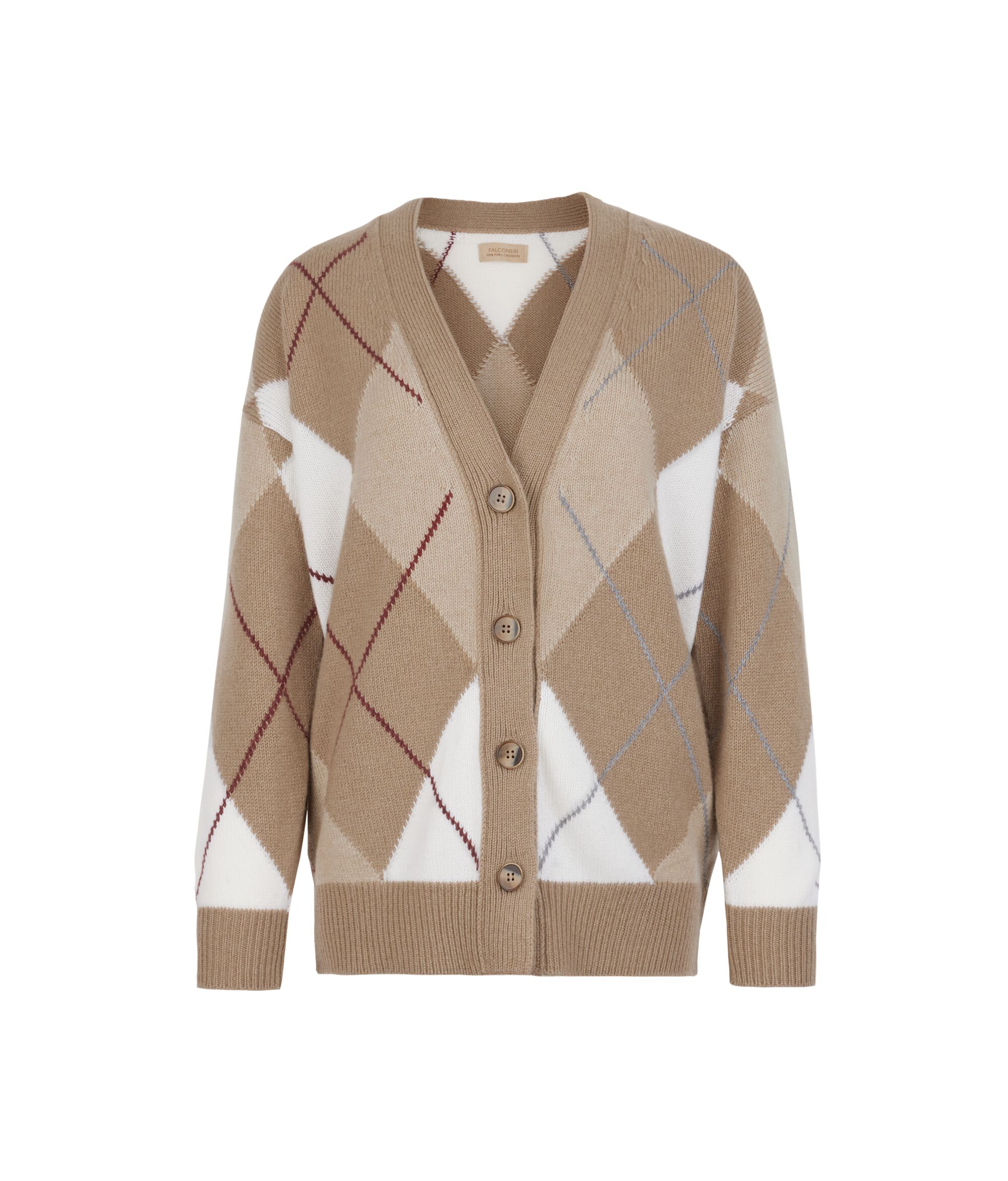 Cardigan aus Kaschmir Ultrasoft mit Rautenmuster