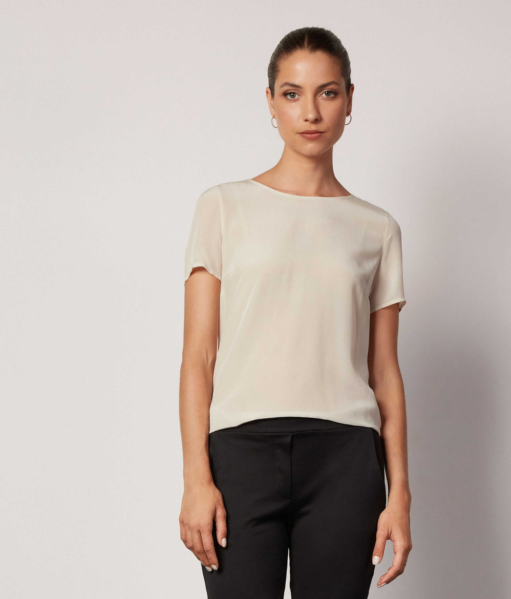 Rundhals-T-Shirt aus Seide