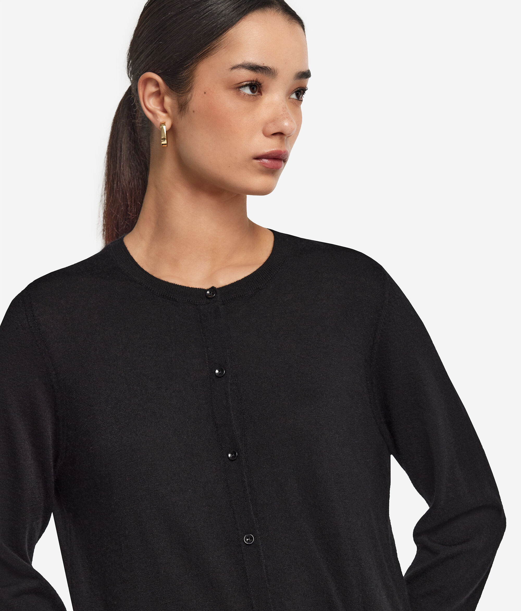 Gilet femme à col rond en cachemire ultra-fin