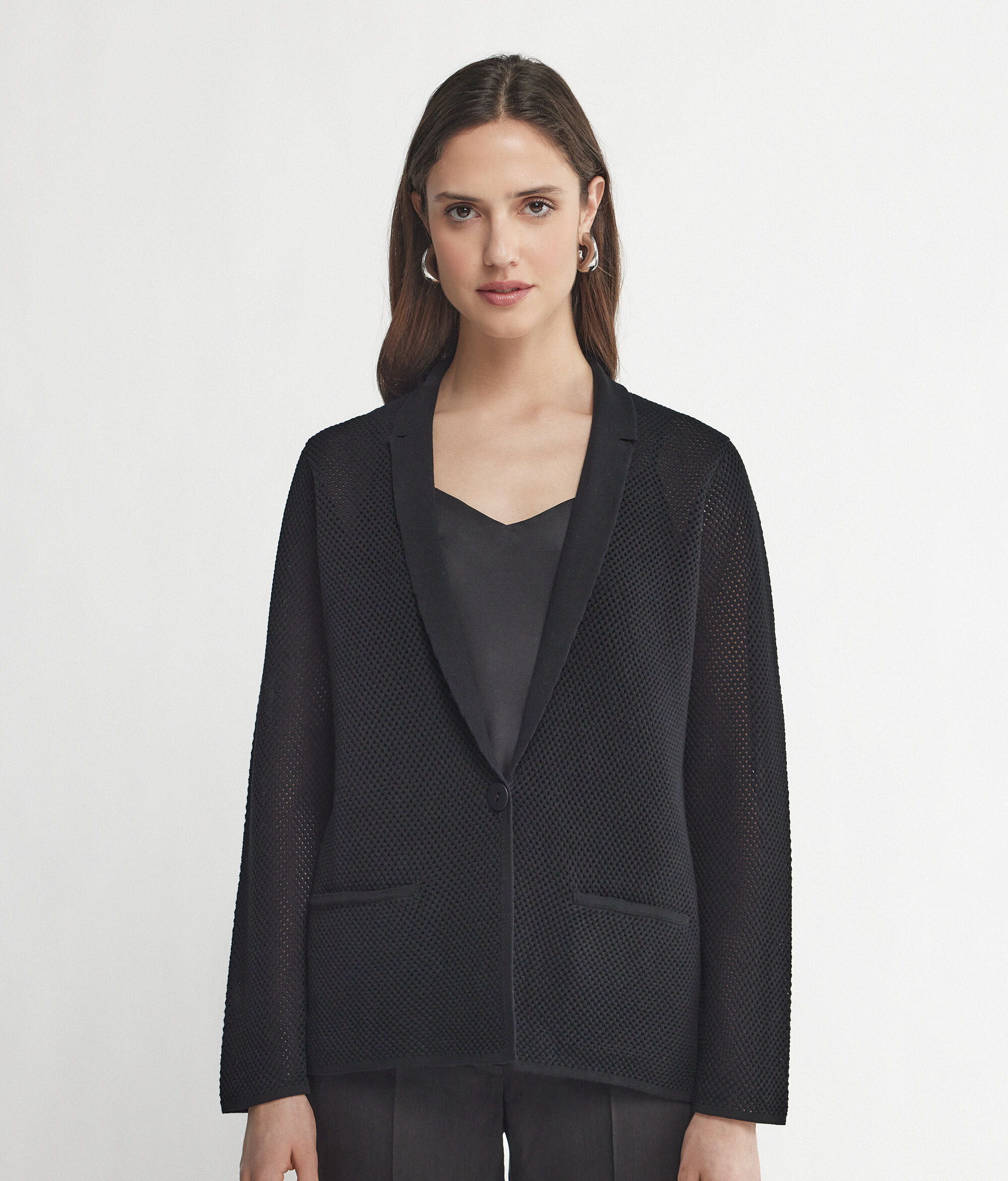 Chaqueta calada bicolor