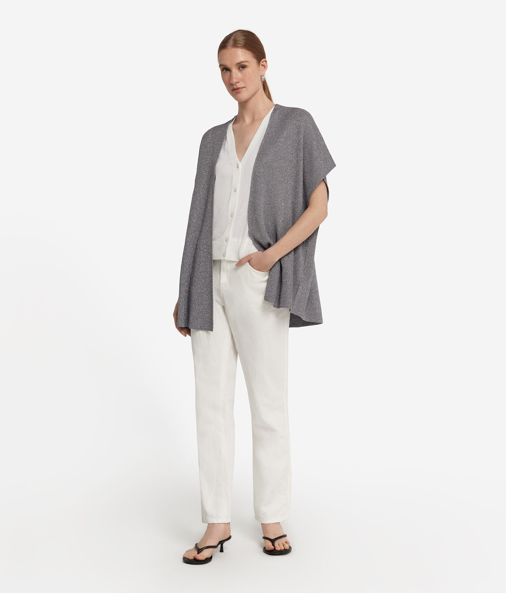 Ribbed Lamé Kimono