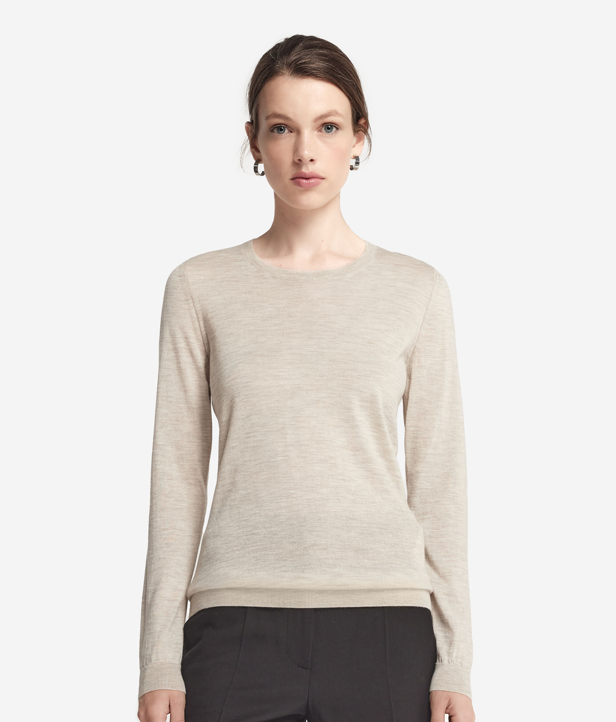 Pull femme à col rond en cachemire ultra-fin