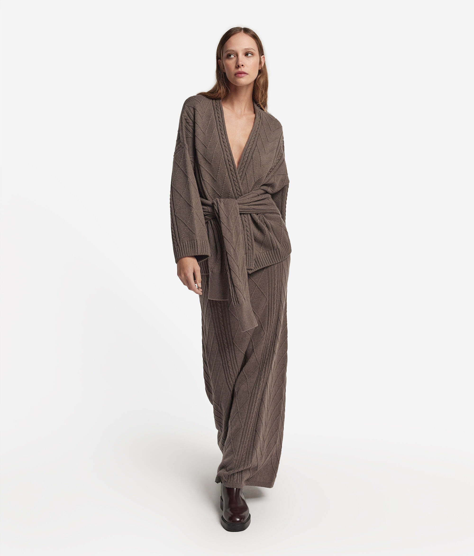 Cape aus Kaschmir Ultrasoft mit Zopfmuster