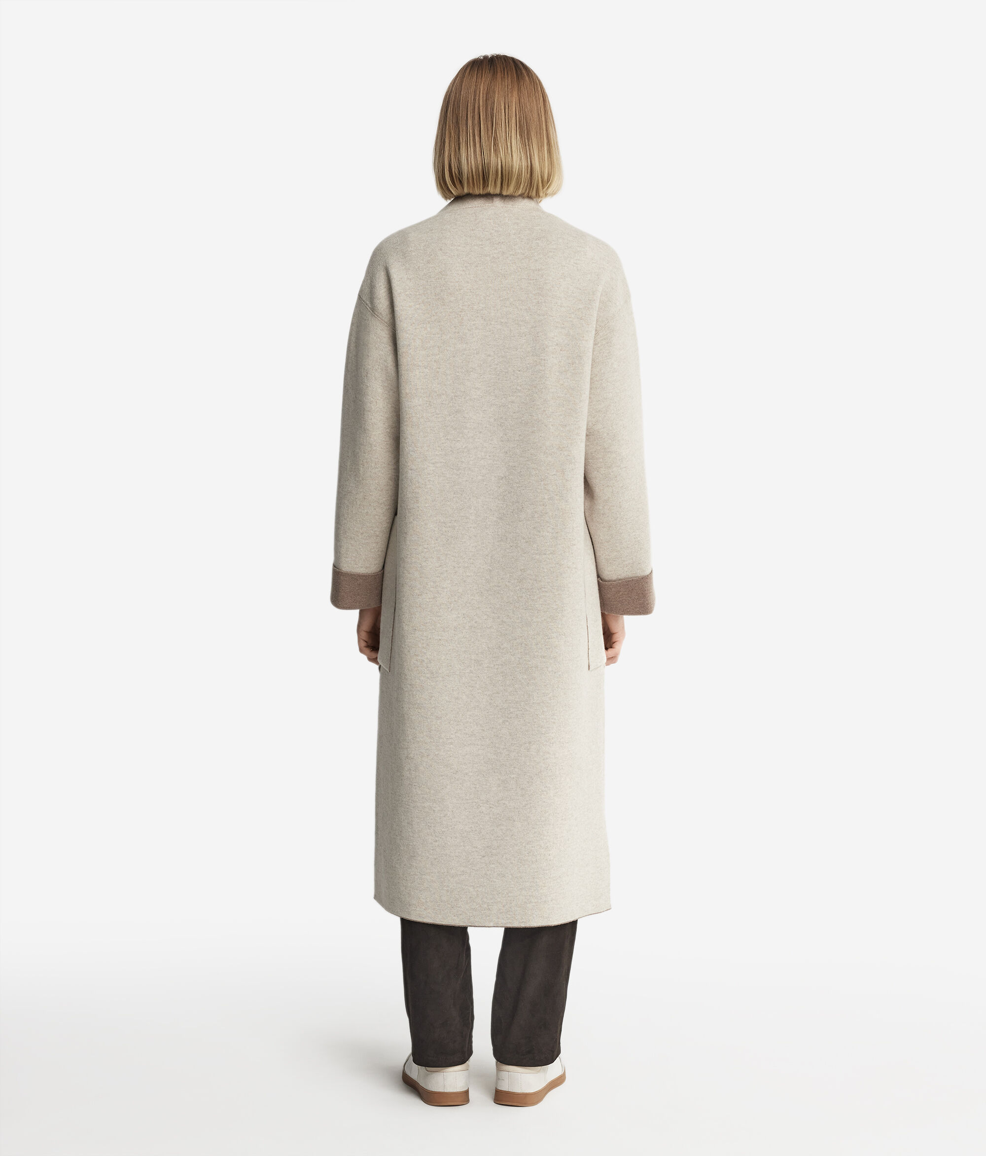 Cappotto Lungo con Spacchi in Cashmere