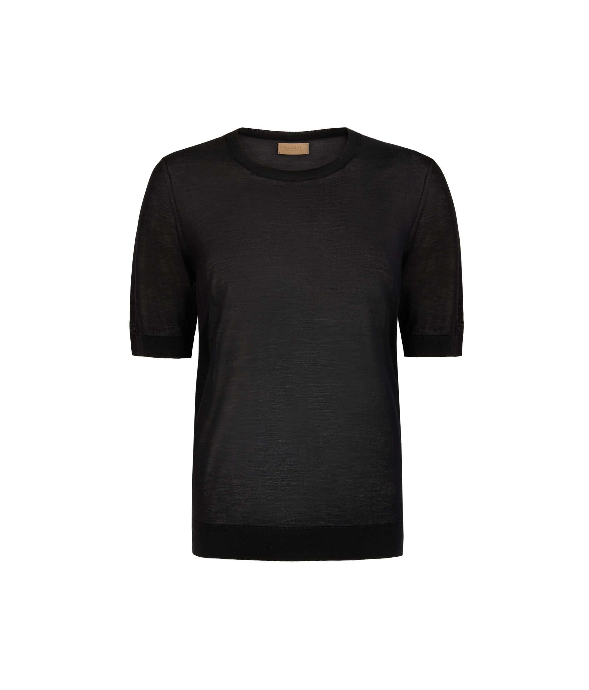 Camiseta con cuello redondo de seda