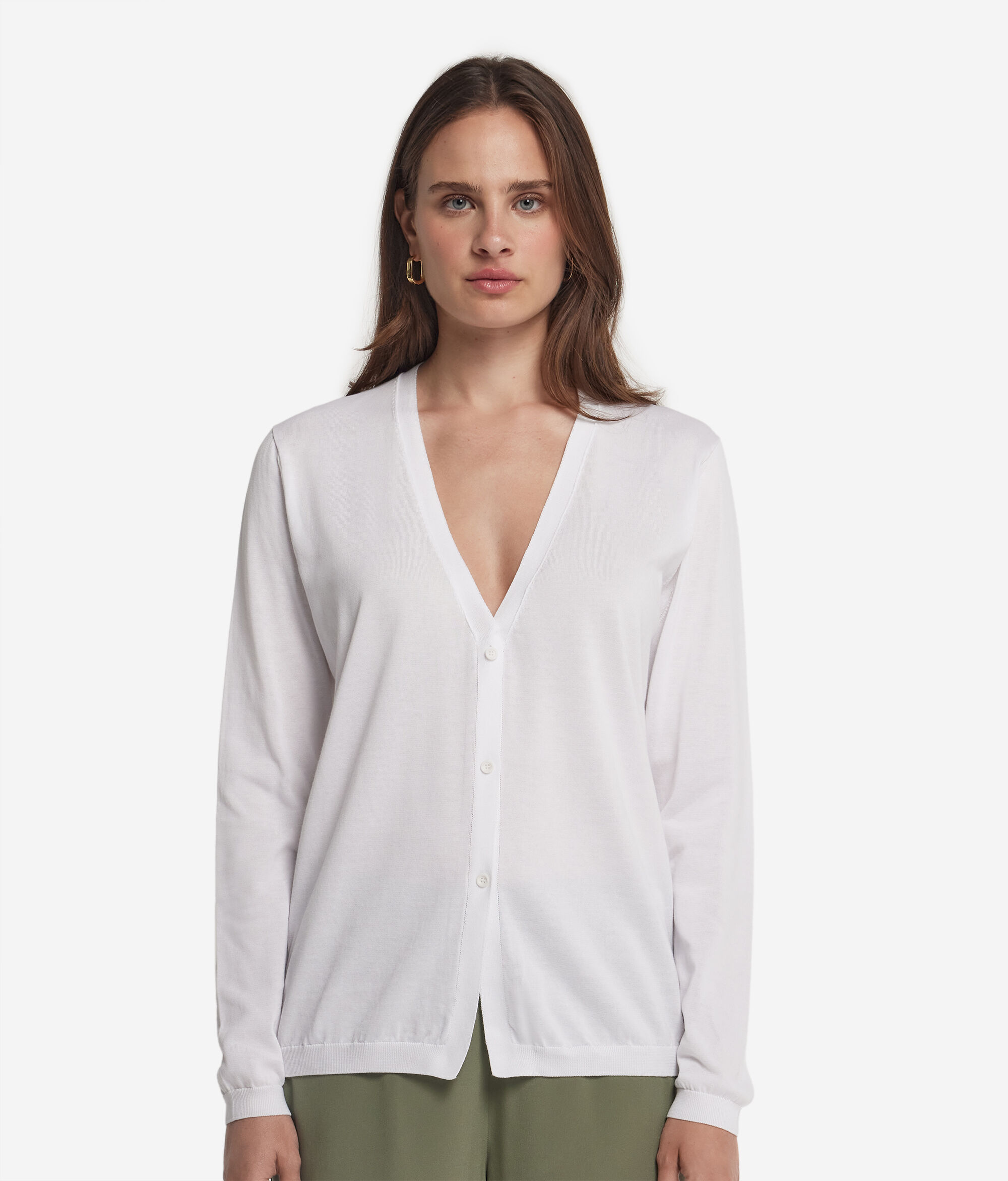 Long-Sleeved Cotton Cardigan