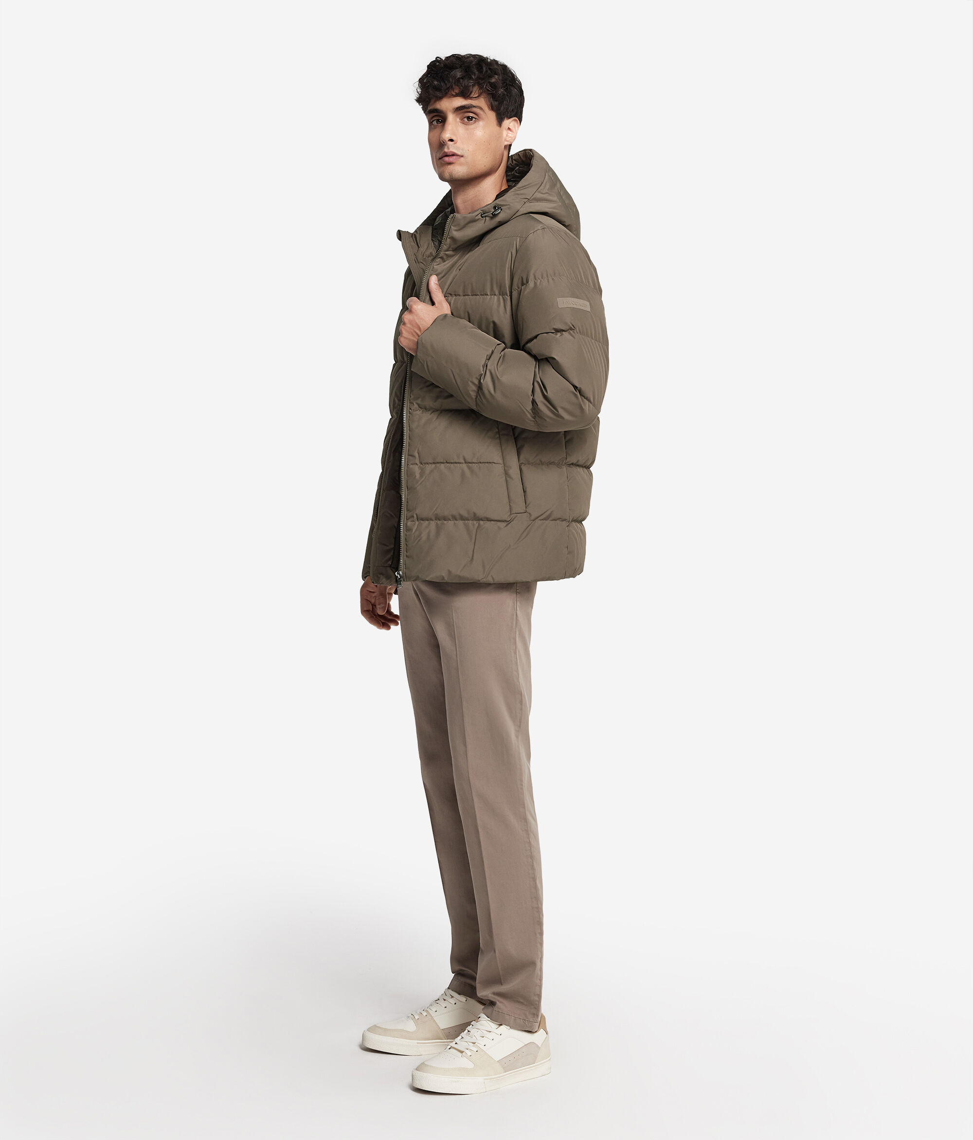 Down Jacket with Hood and Cashmere Lining