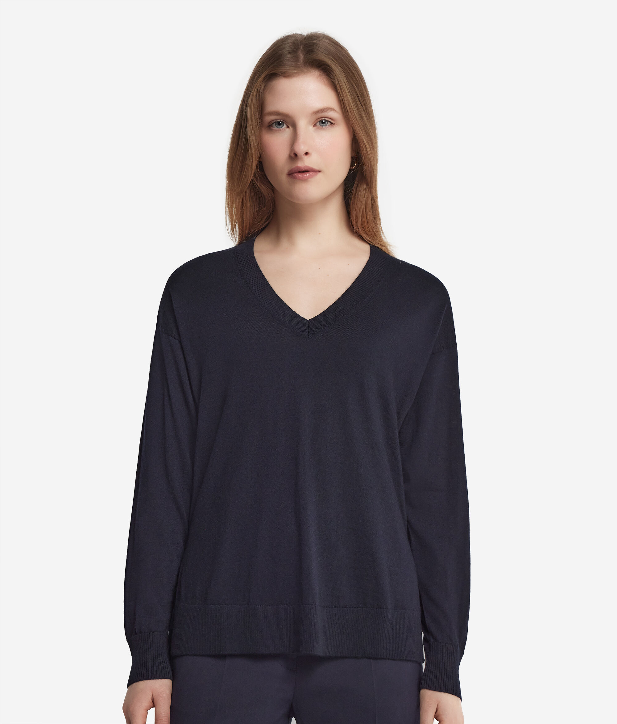 Pullover mit V-Ausschnitt und Schlitzen aus Kaschmir