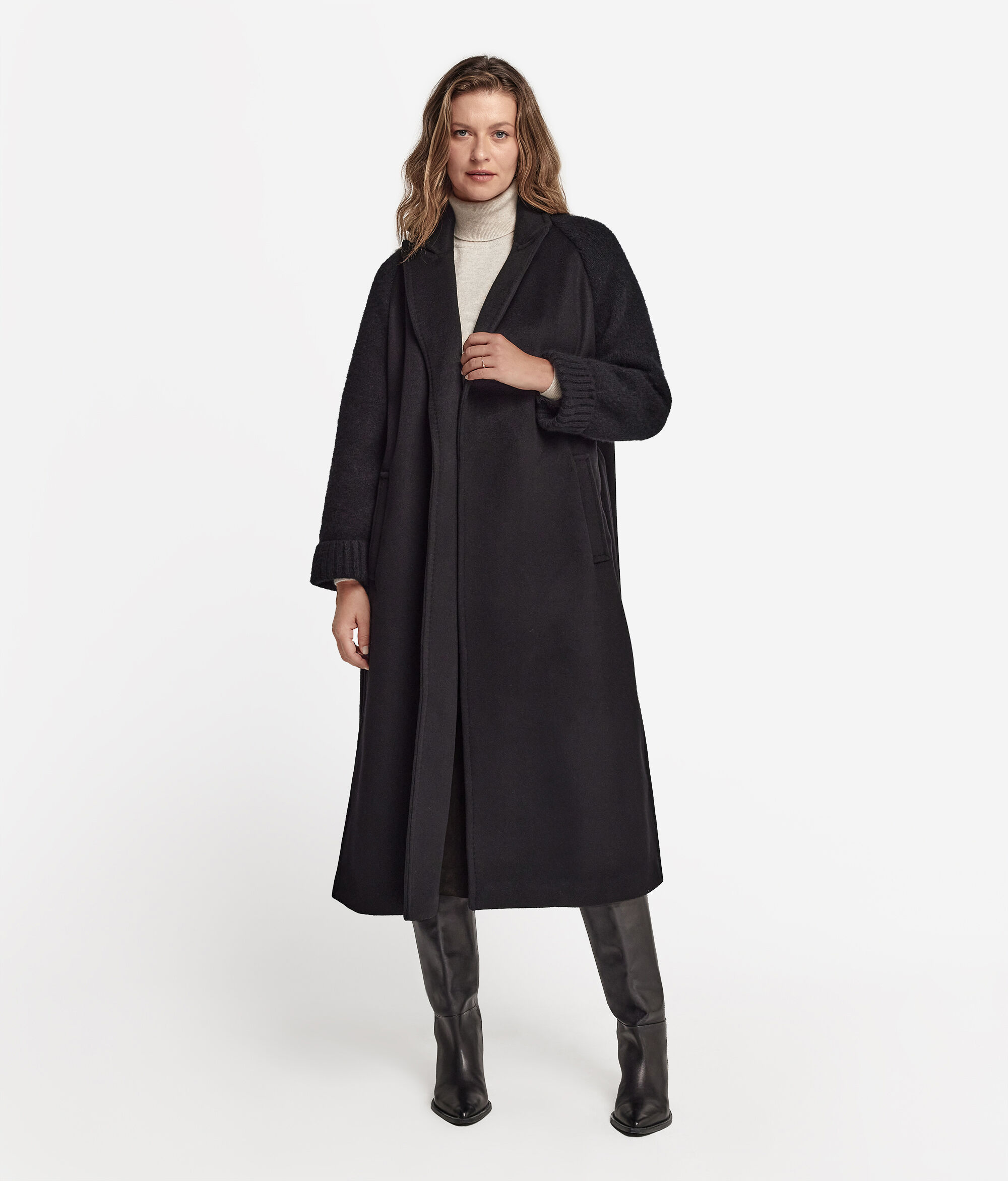 Abric de Cashmere amb màniga de punt