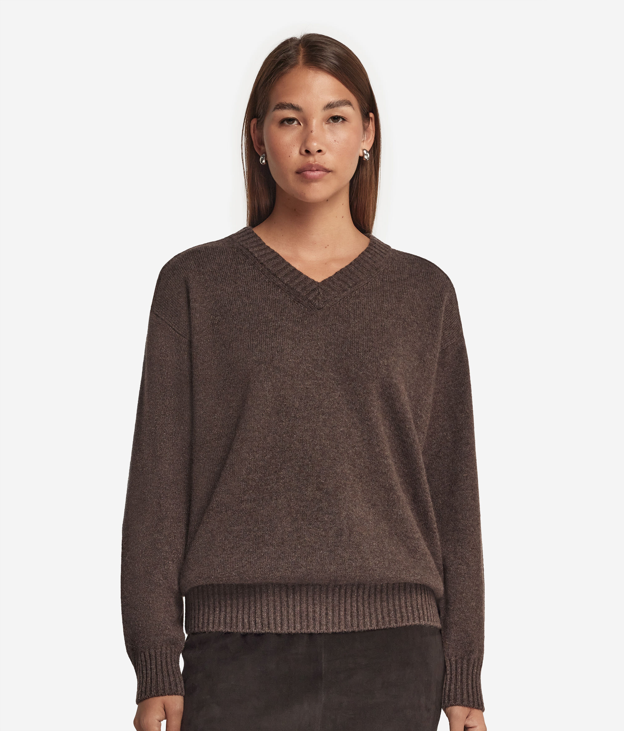 Pullover mit V-Ausschnitt und Sattelschulter aus Kaschmir Ultrasoft