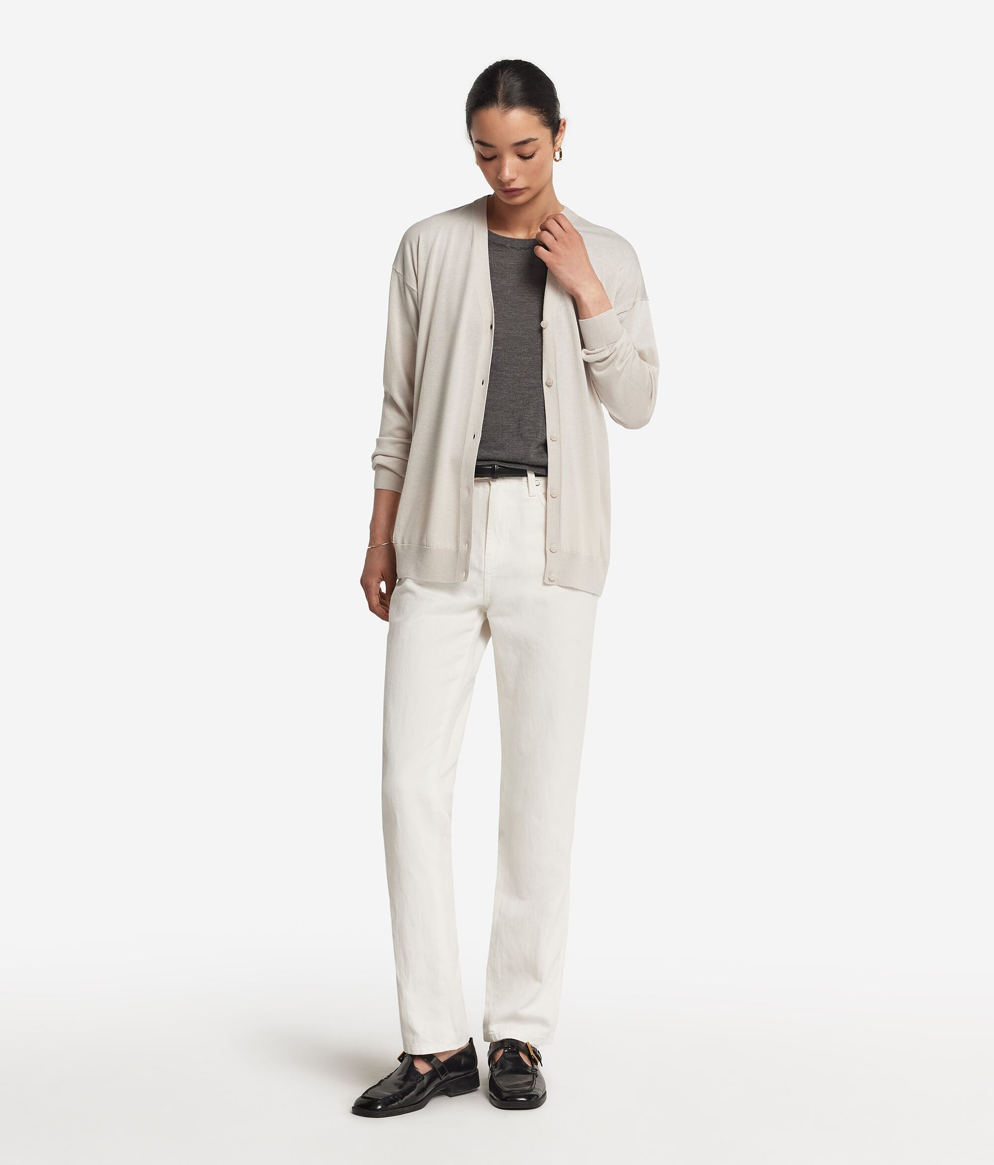 Cardigan a Maniche Lunghe in Seta Cotone