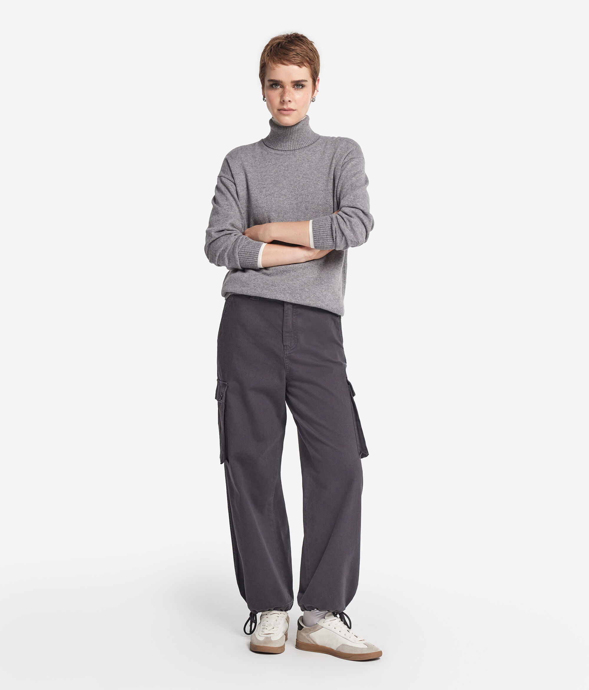 Yırtmaçlı Ultrasoft Cashmere Balıkçı Yaka Kazak
