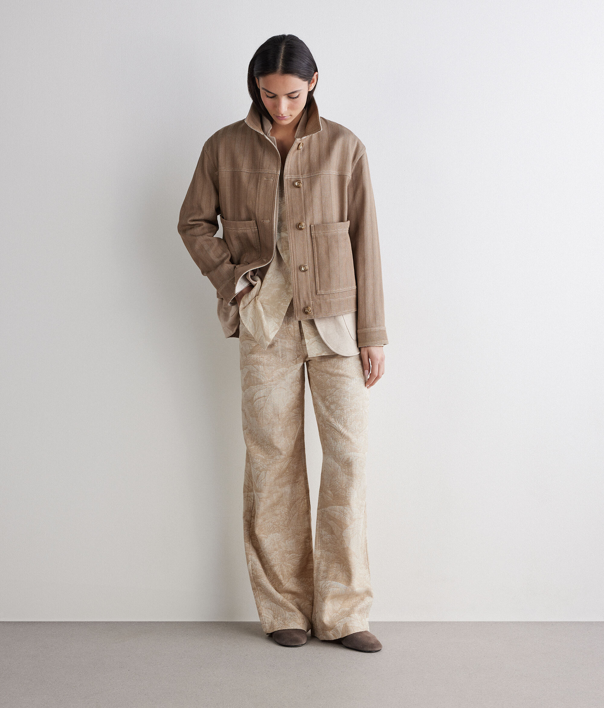 Kifordítható Kabát Halszálkás Pamutból