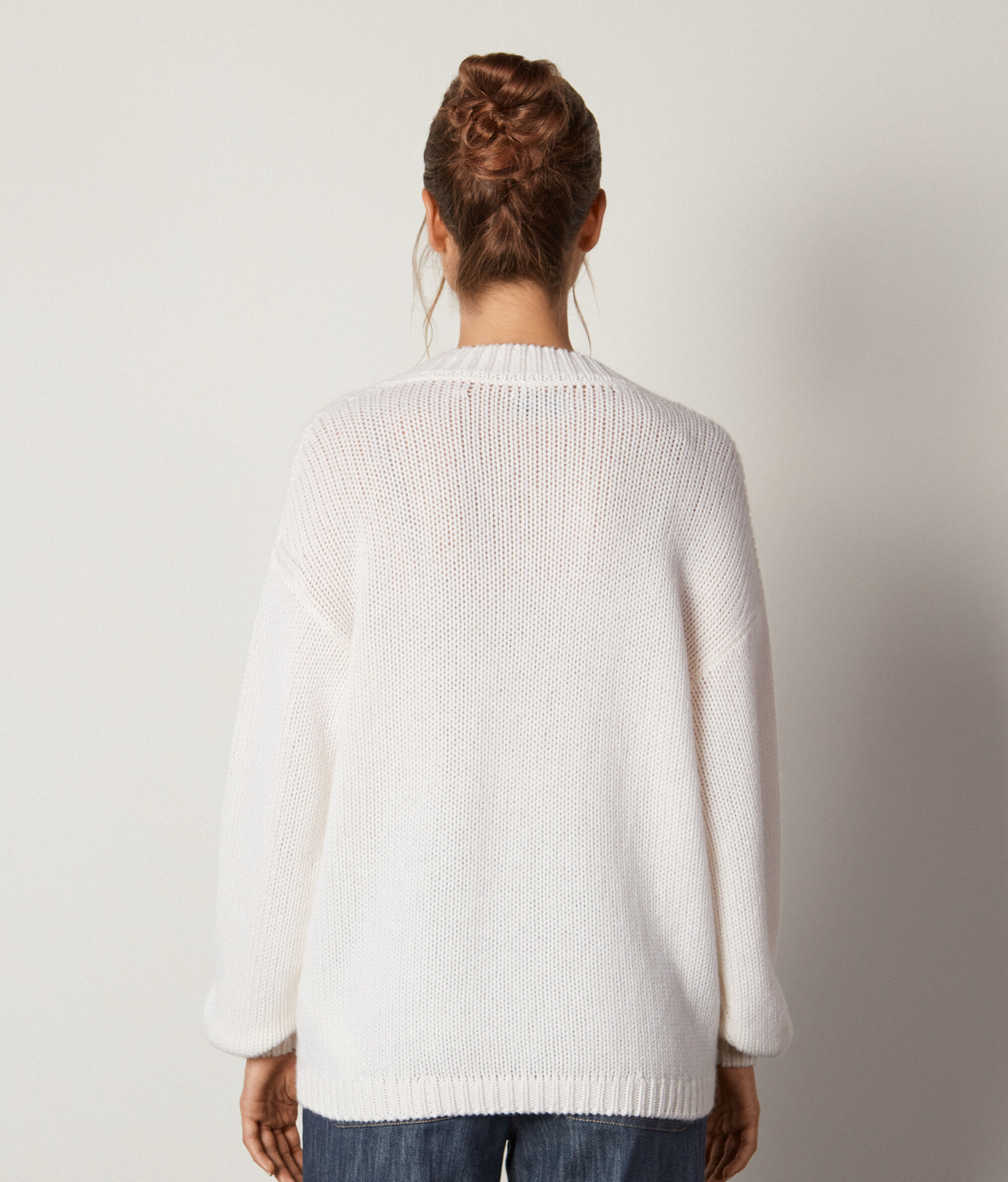 Ultrakönnyű Tricot Kasmír Pulóver V-nyakkivágással