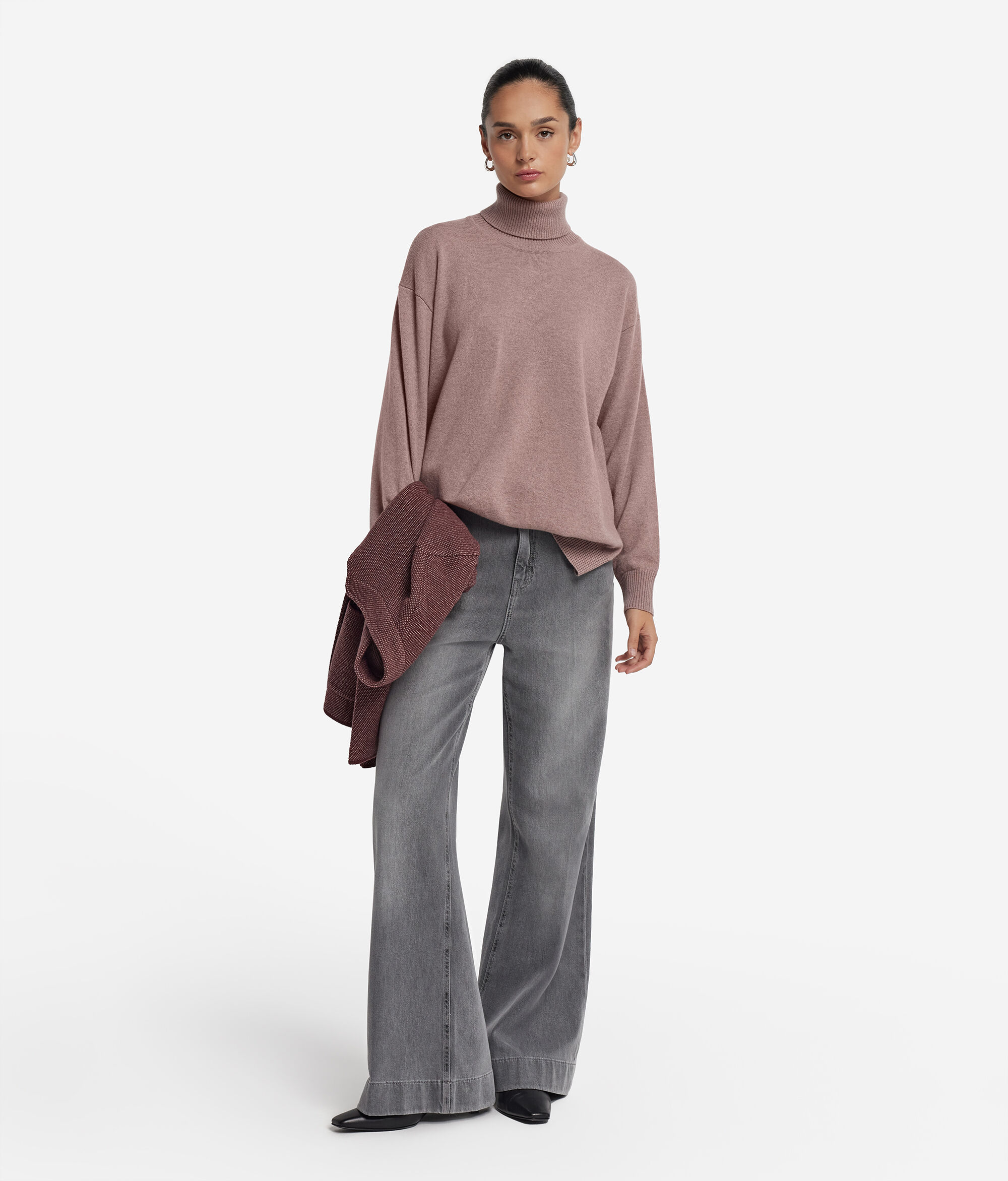 Yırtmaçlı Ultrasoft Cashmere Balıkçı Yaka Kazak