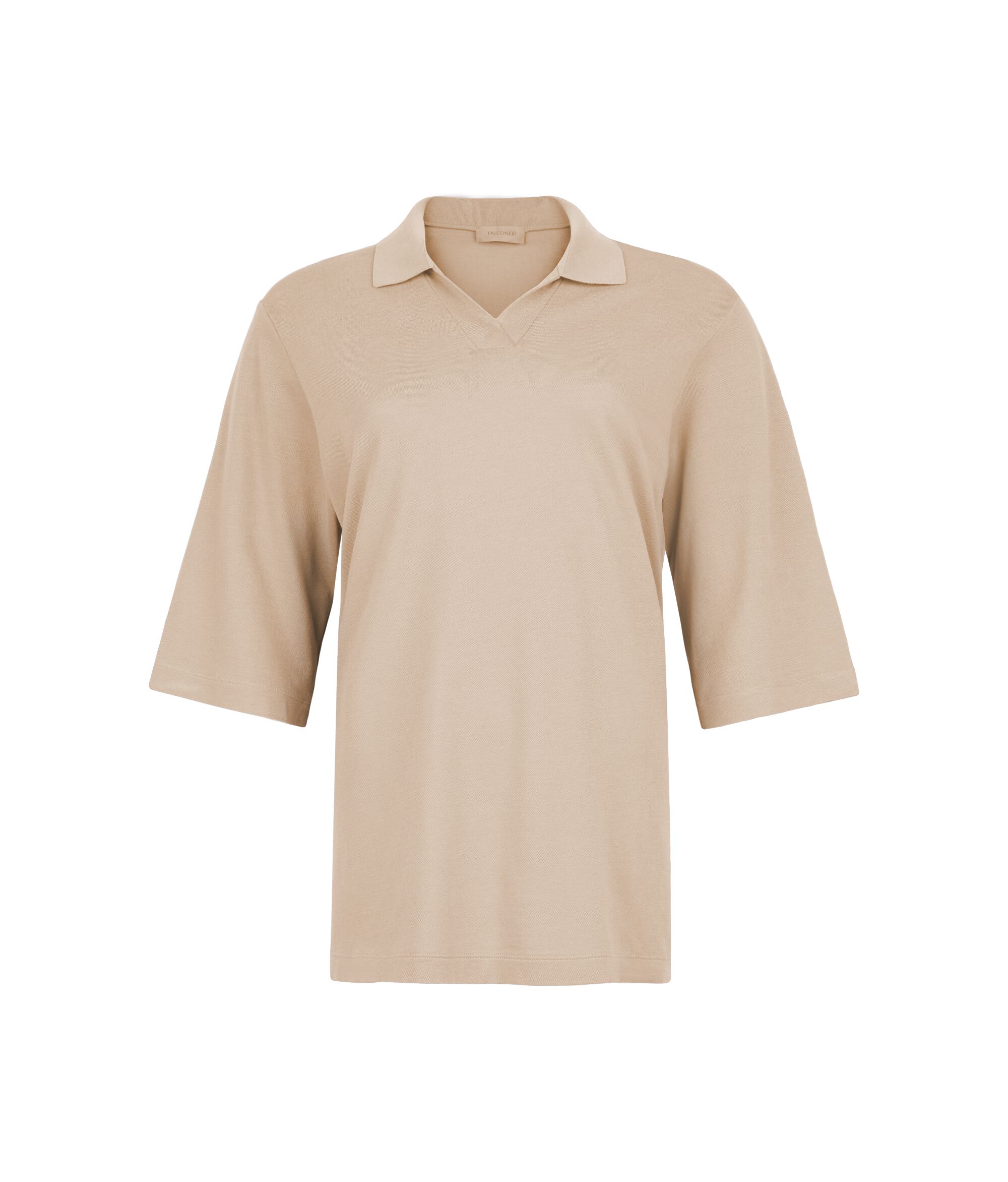 Poloshirt aus Baumwollpikee und Seide