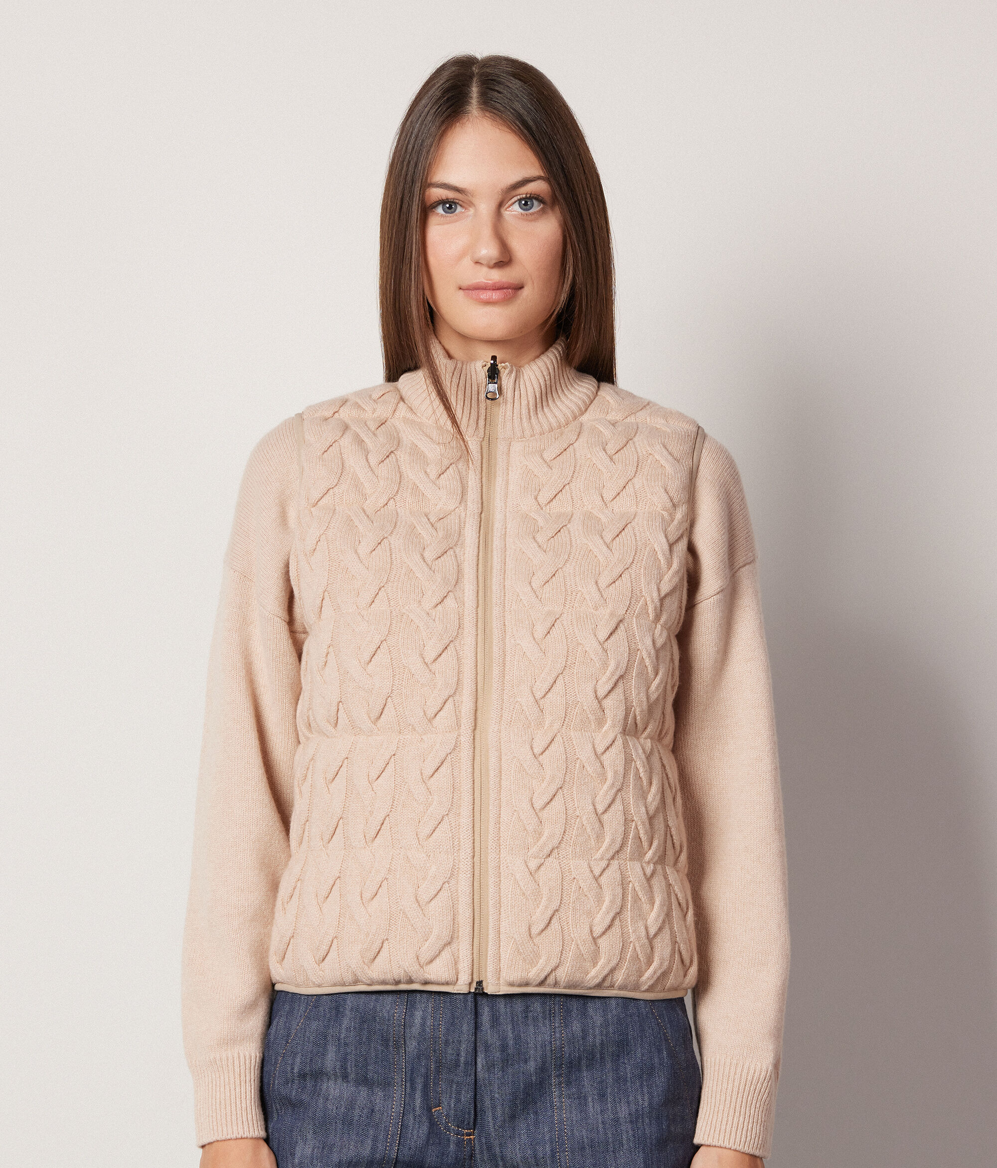 Reversible Cable-Knit Quilted Vest