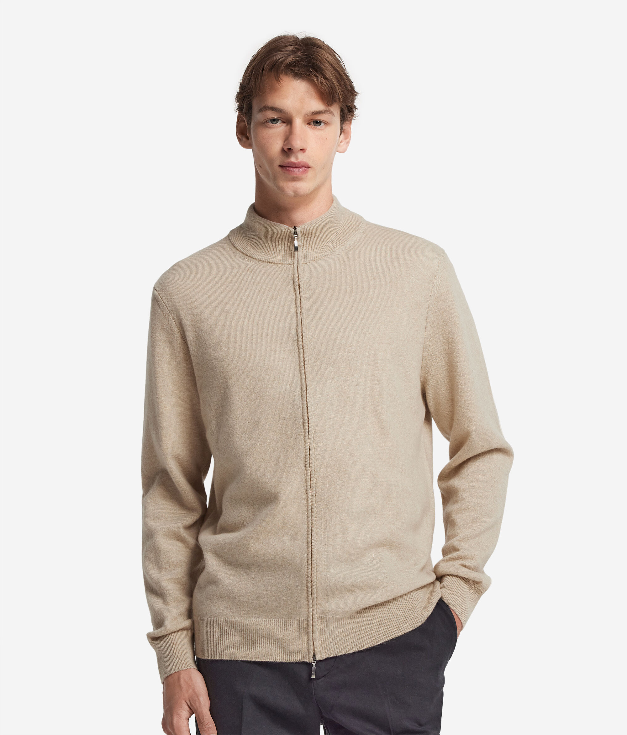 Cardigan con zip in Cashmere Ultrasoft