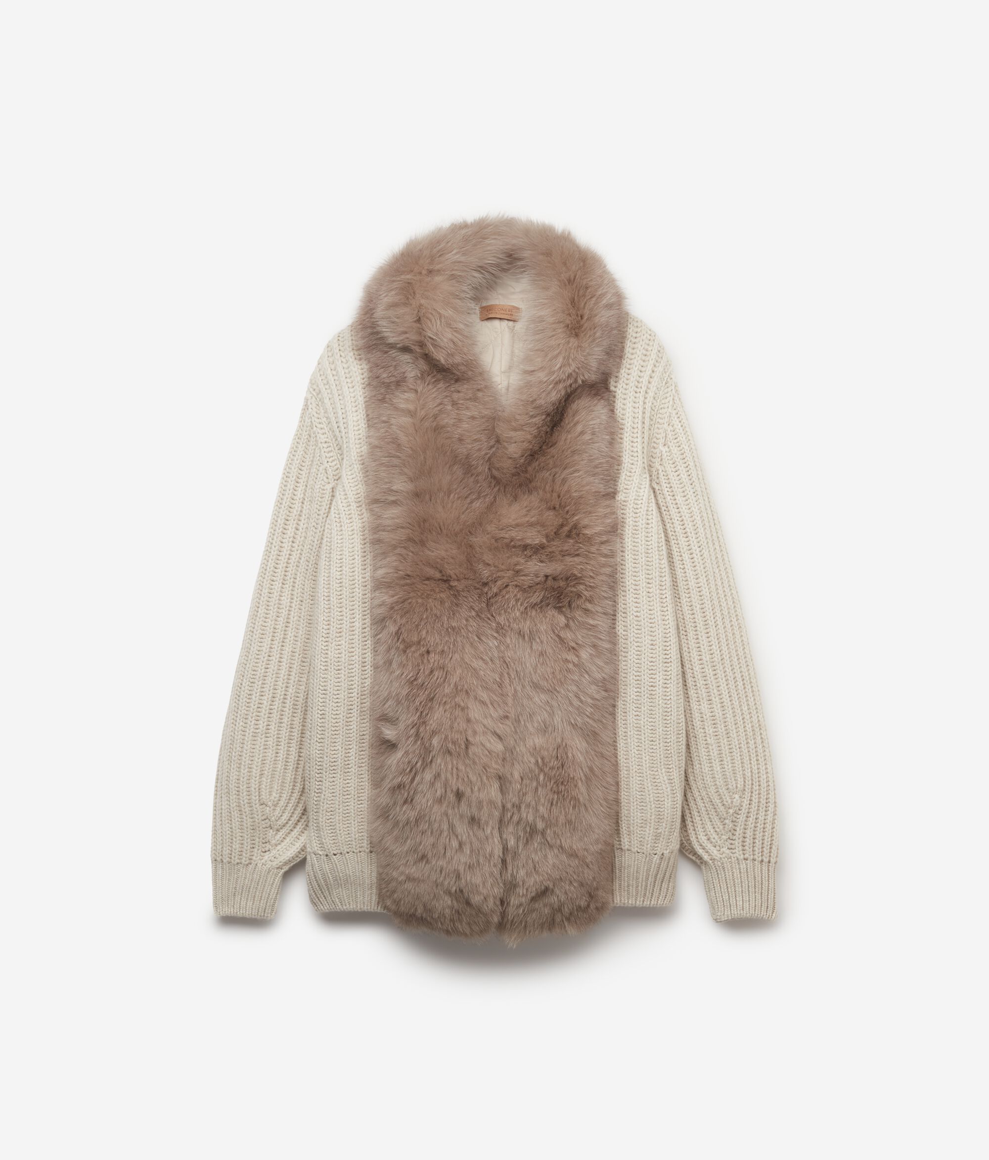Cappotto a Coste in Cashmere e Pelliccia