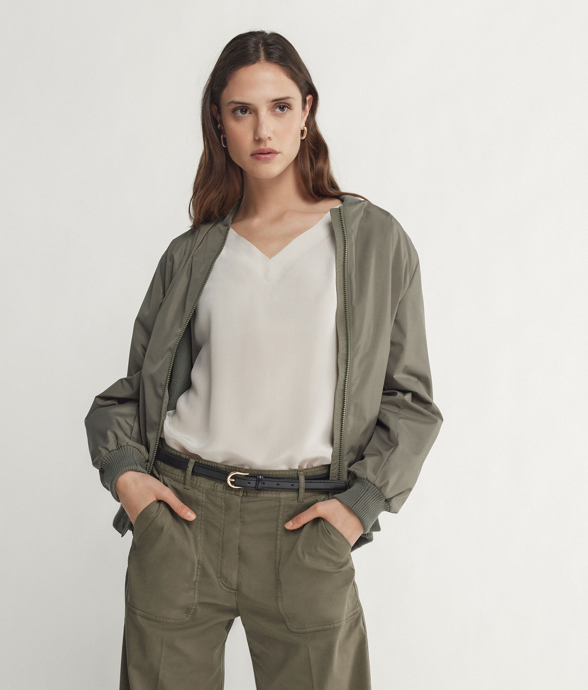 Silk V-Neck Kimono T-Shirt