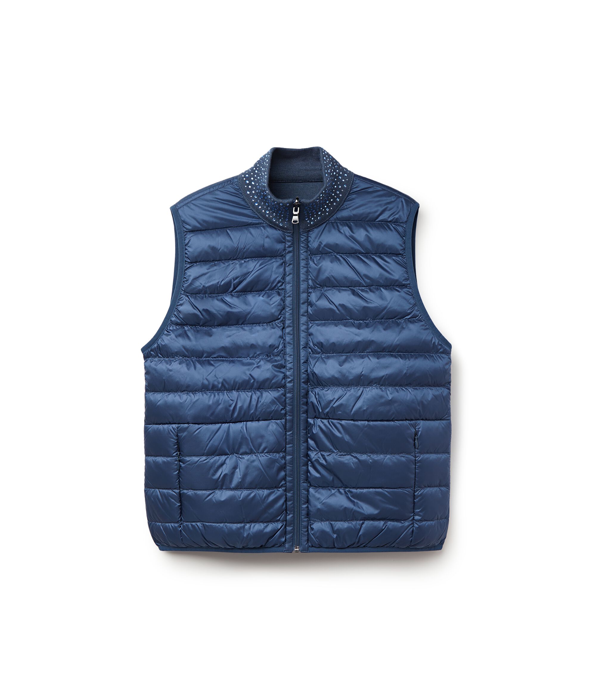 Ultrafine Cashmere Reversible Down Vest with Rhinestones_9222