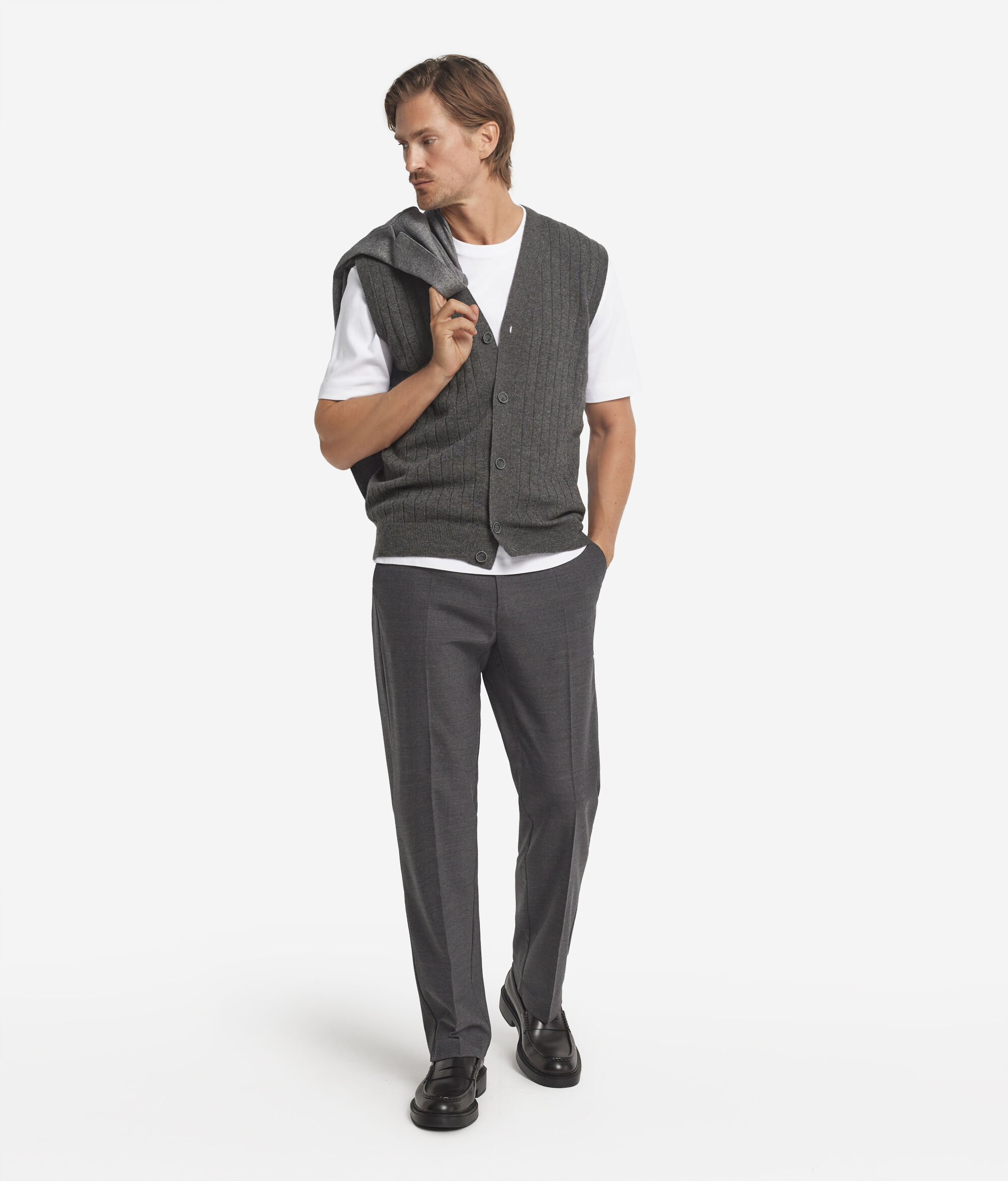 Chaleco en punto canalé de cashmere ultrasoft