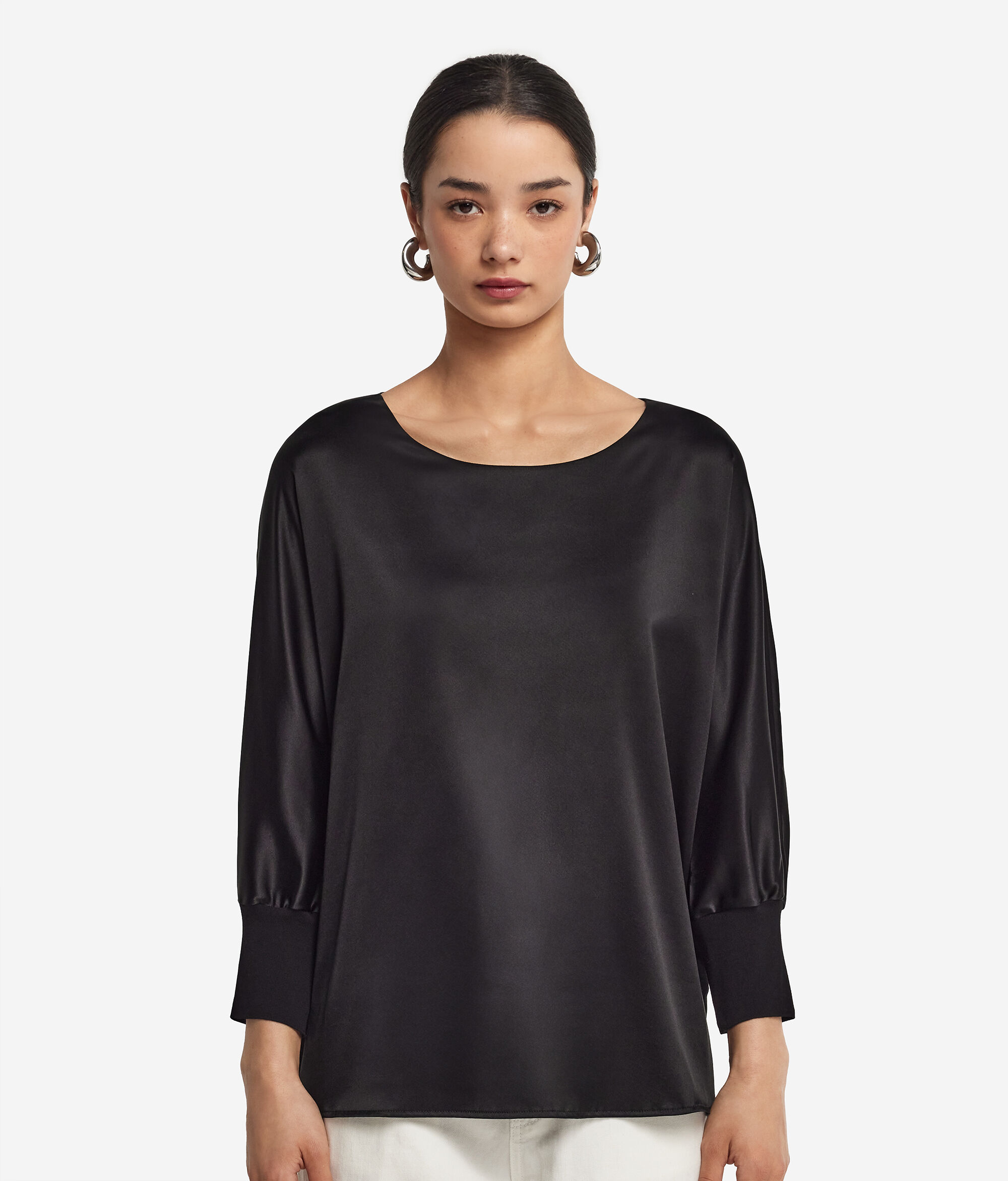 Round-Neck Silk Satin Jumper