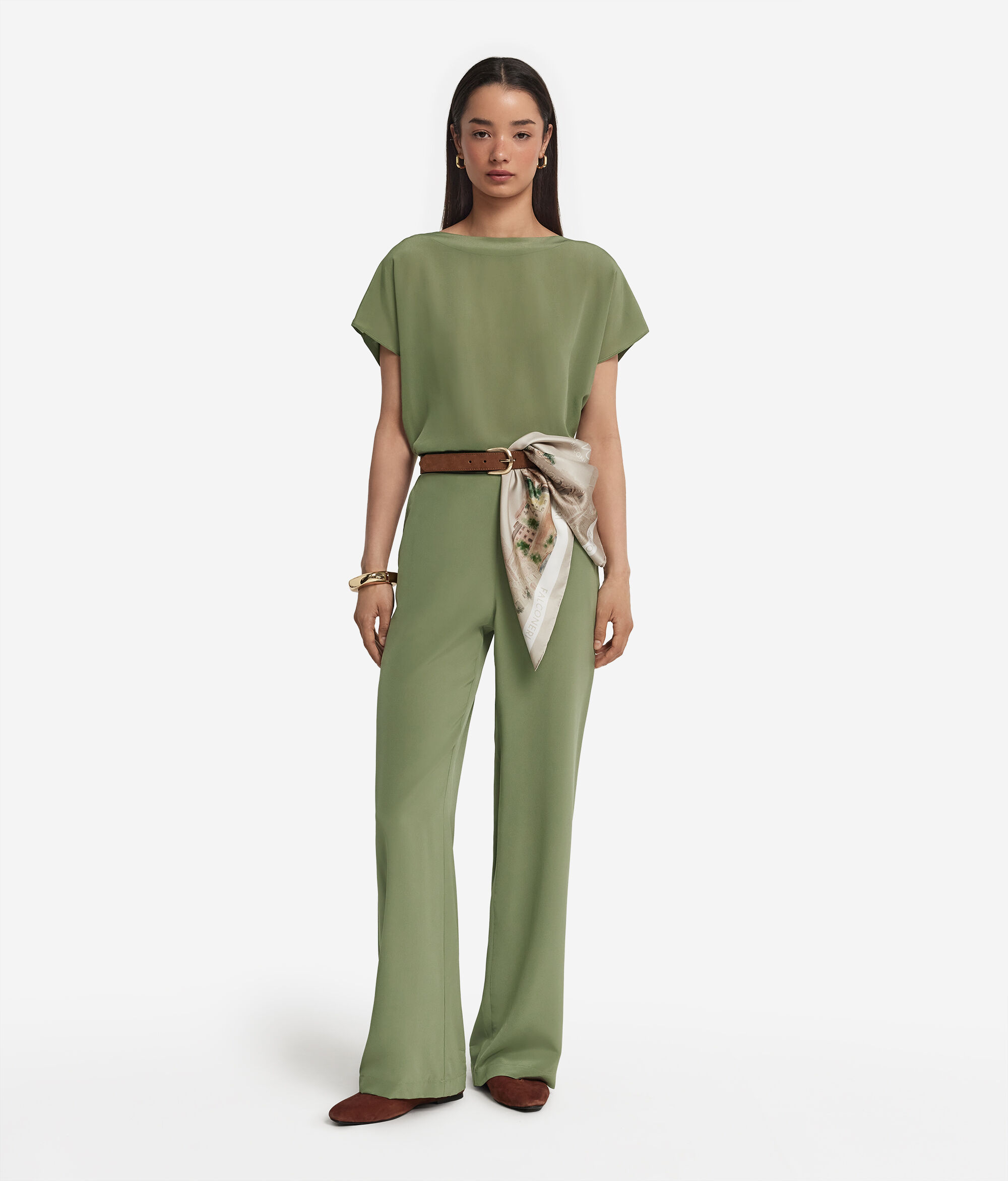 Silk and Modal Boatneck T-shirt