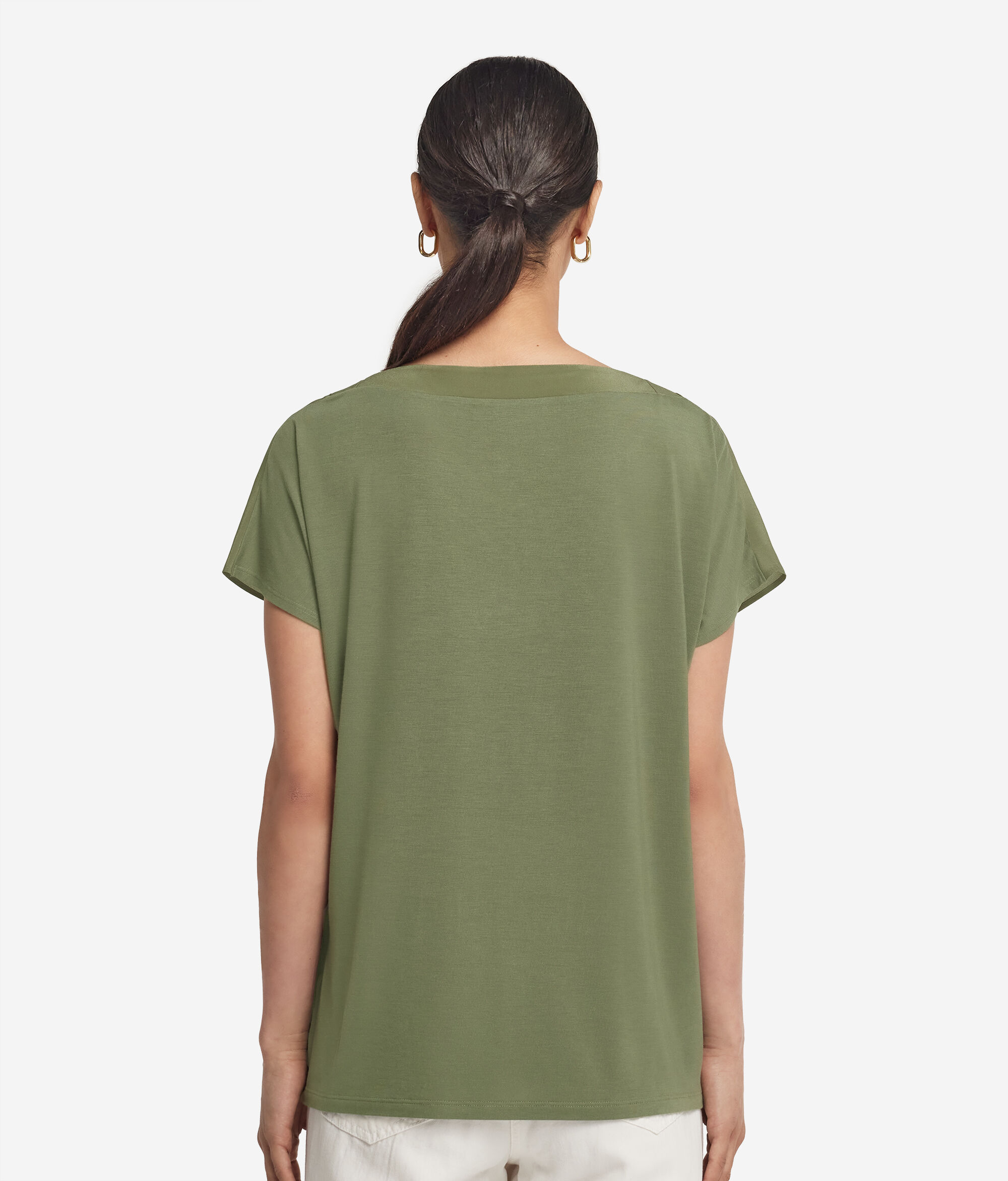 Silk V-Neck Kimono T-Shirt