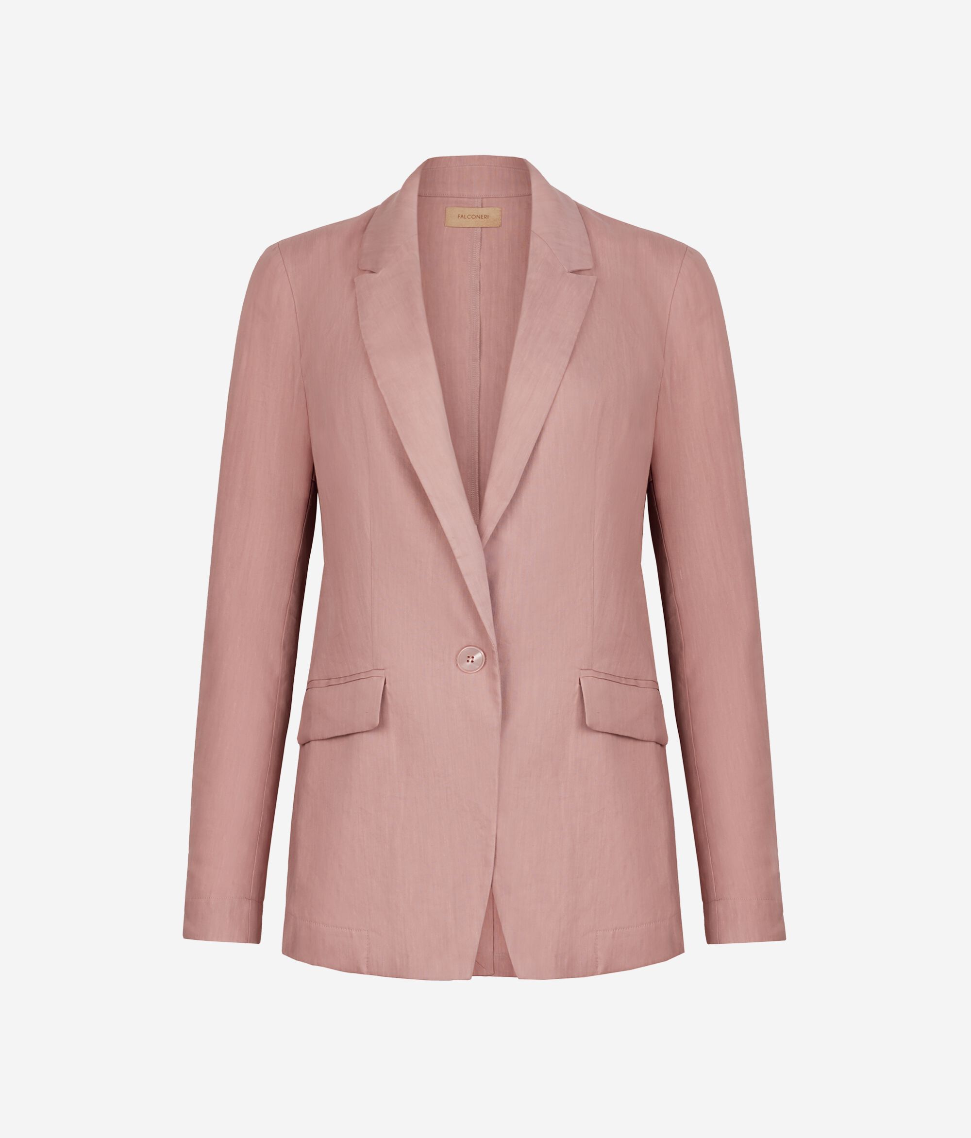 Veste à boutonnage simple en lin et viscose