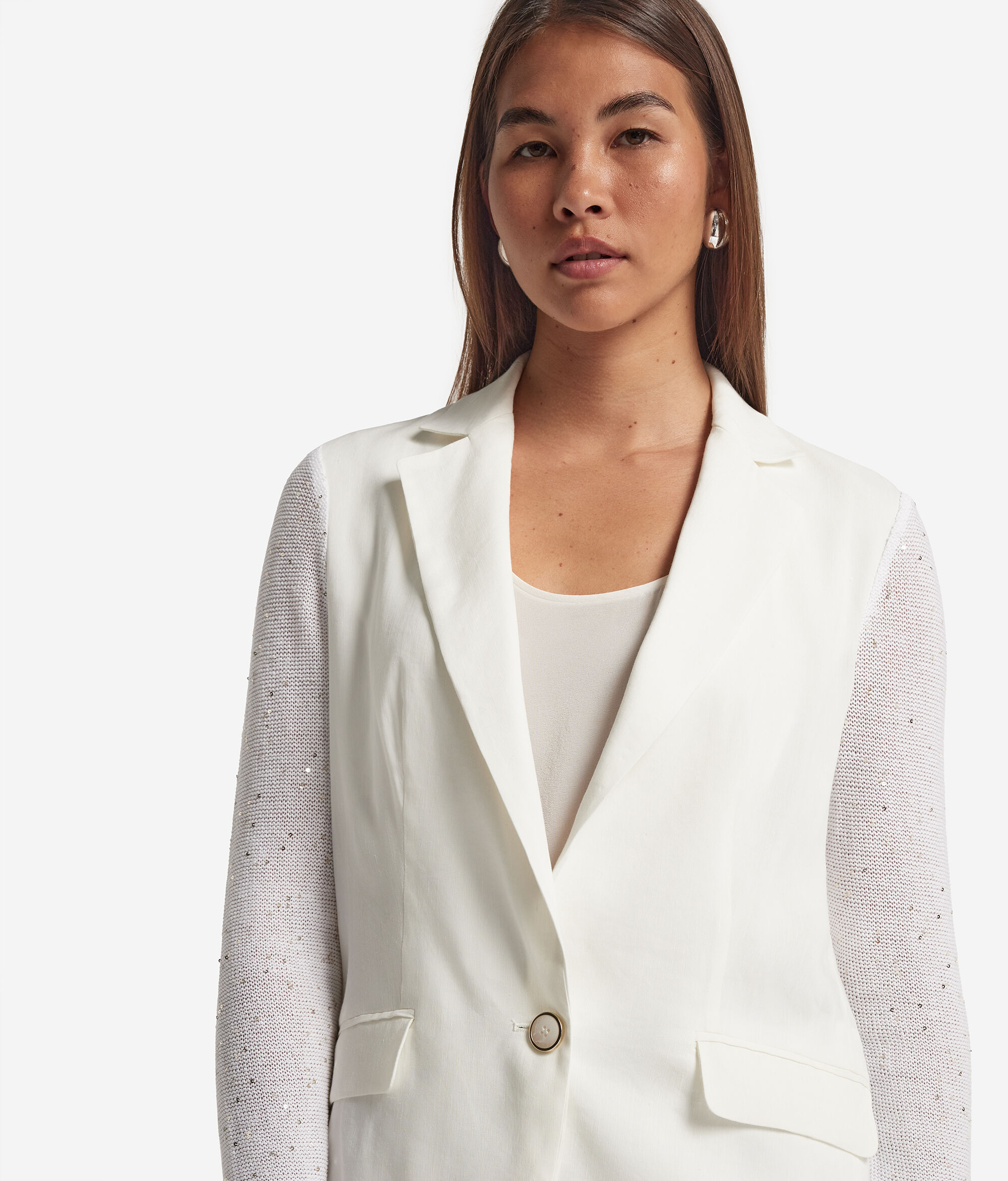 Jacket with Micro-Sequin Sleeves