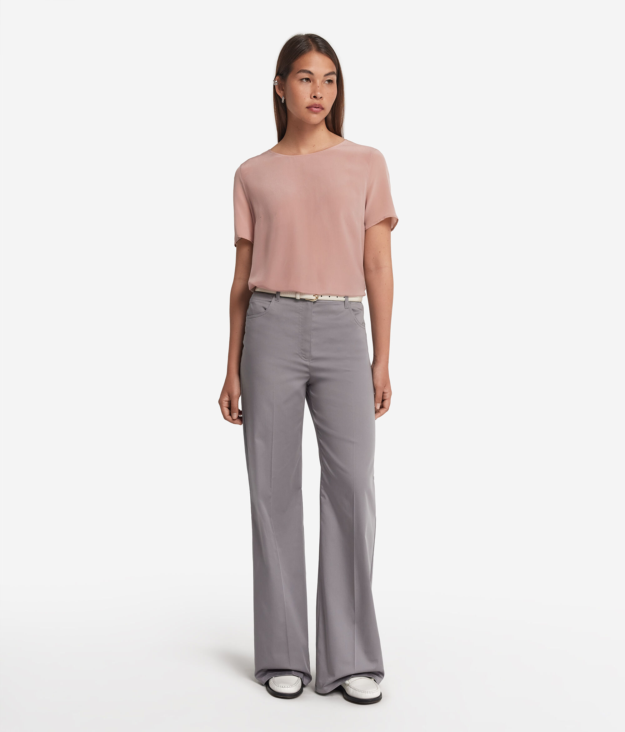 Round-Neck Silk T-Shirt