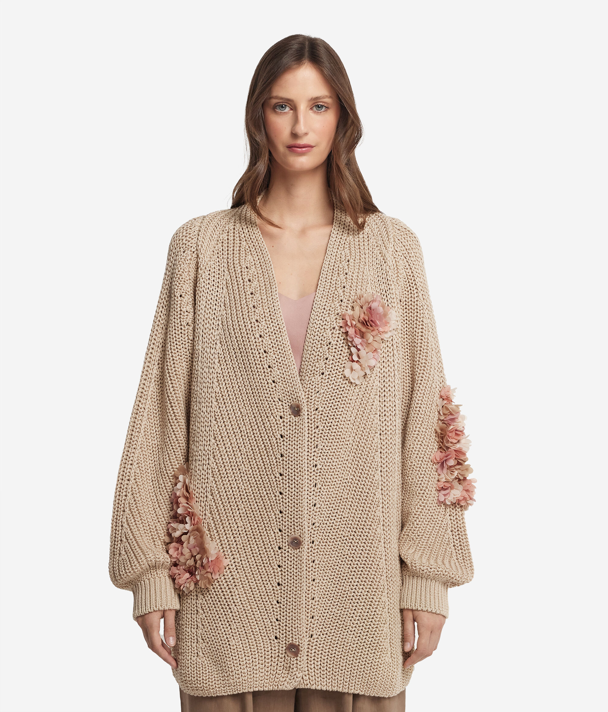 Cardigan Blütenpatch aus Baumwolle
