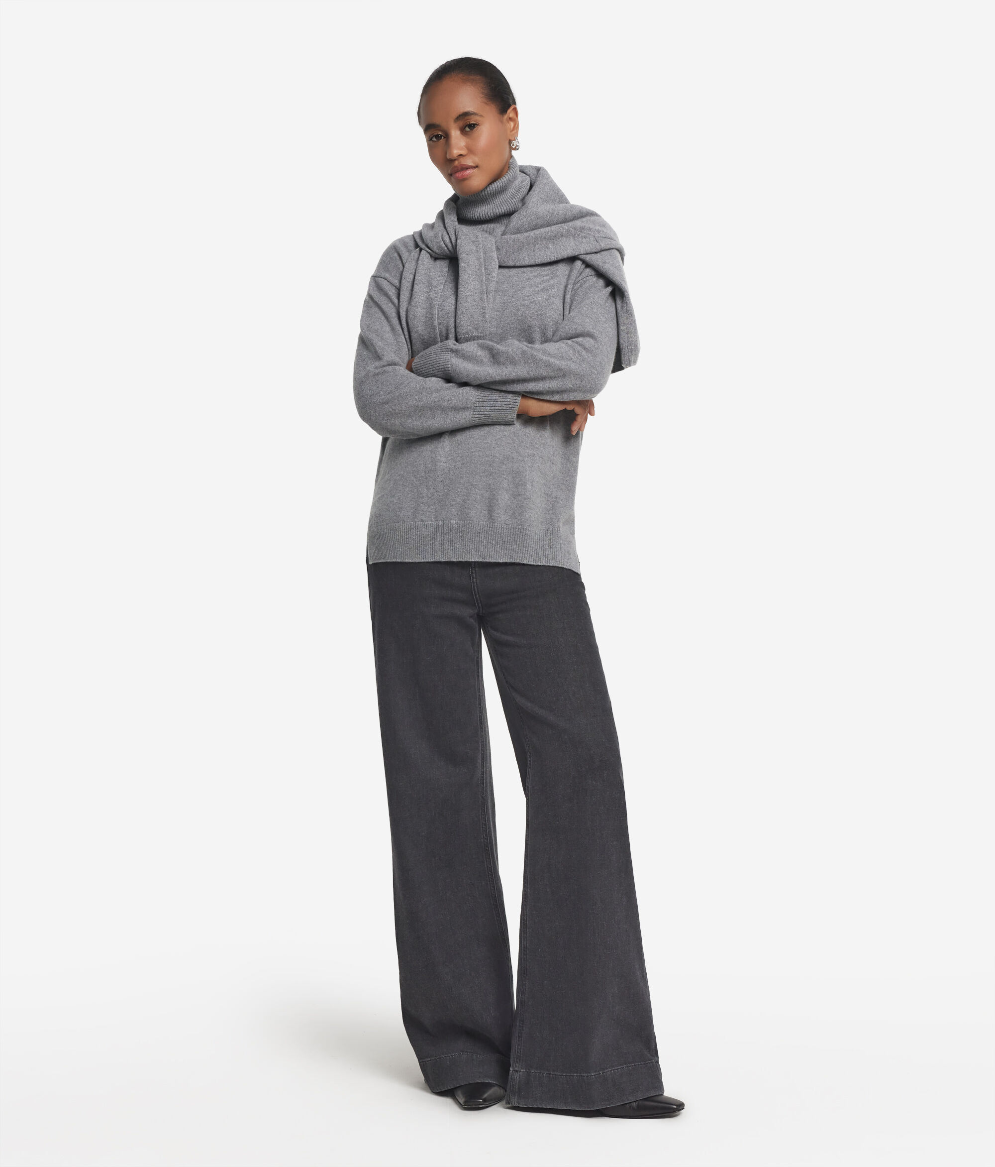 Rollkragenpullover aus Kaschmir Ultrasoft mit Schlitzen