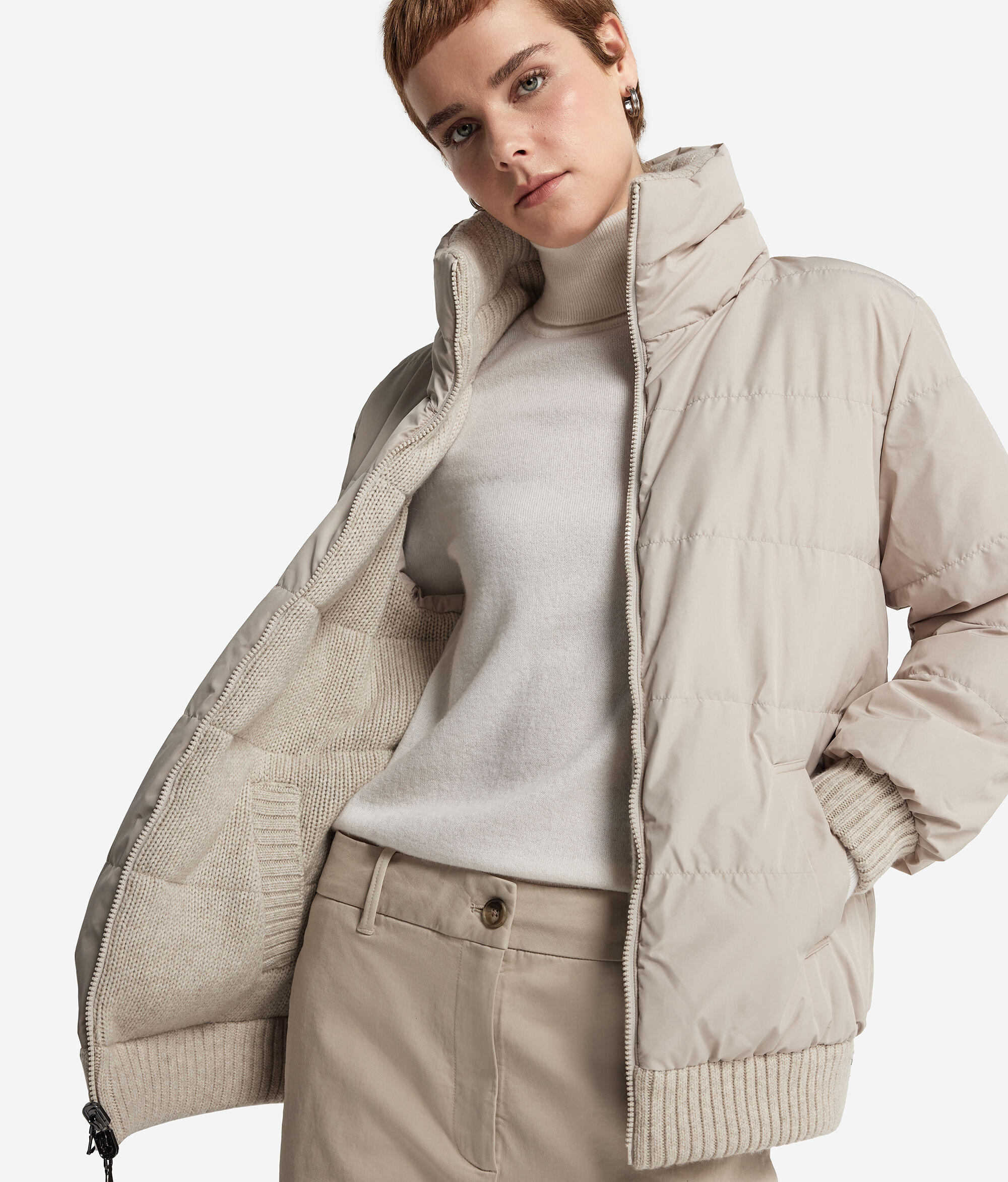 Cashmere Tricot Reversible Down Jacket