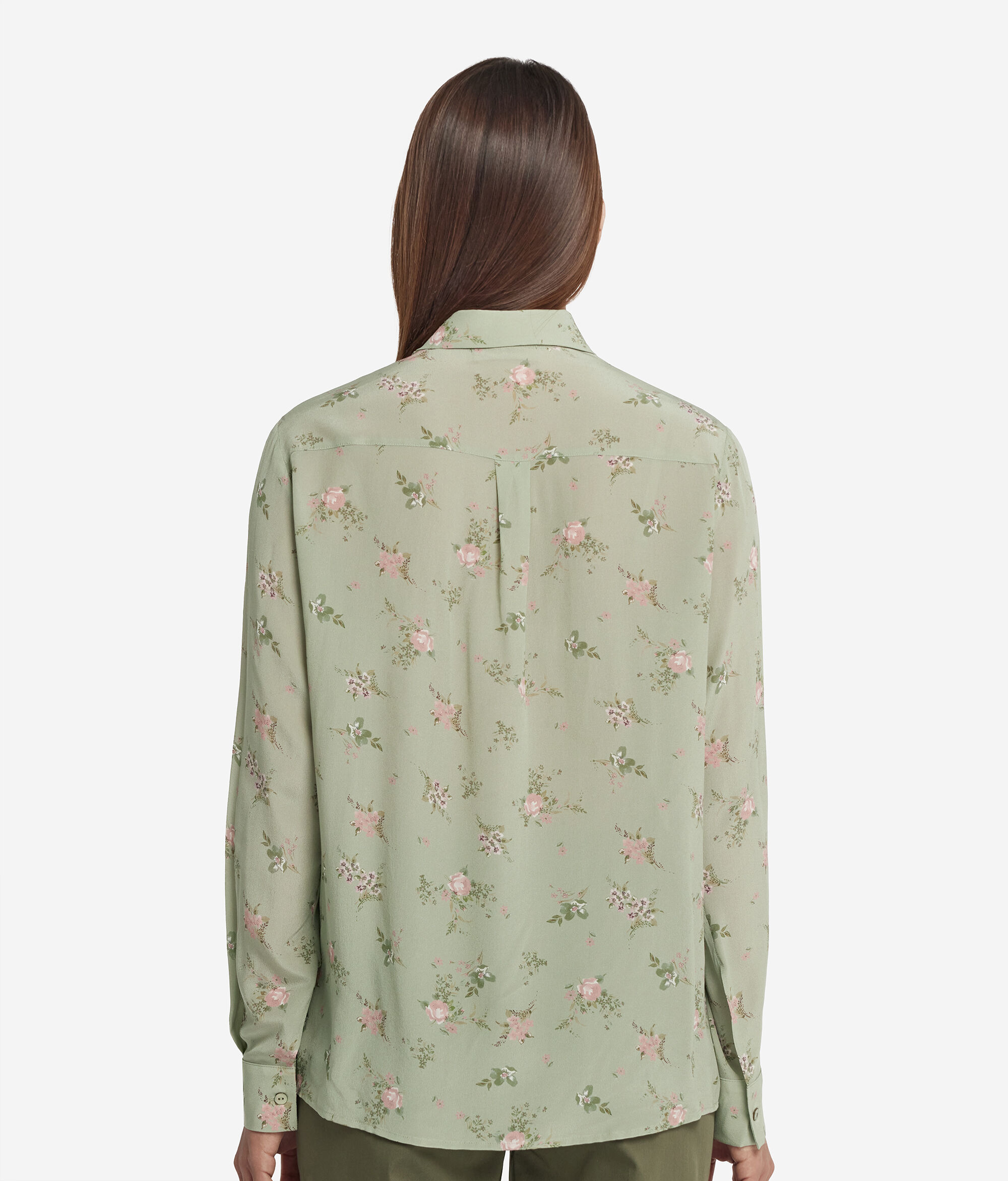 Printed Silk Shirt with Collar