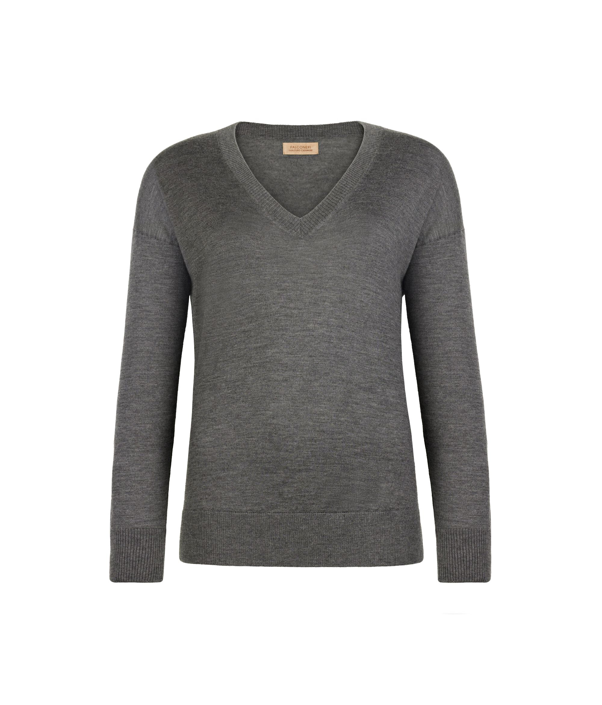 Μπλούζα με λαιμόκοψη V από cashmere με σκισίματα