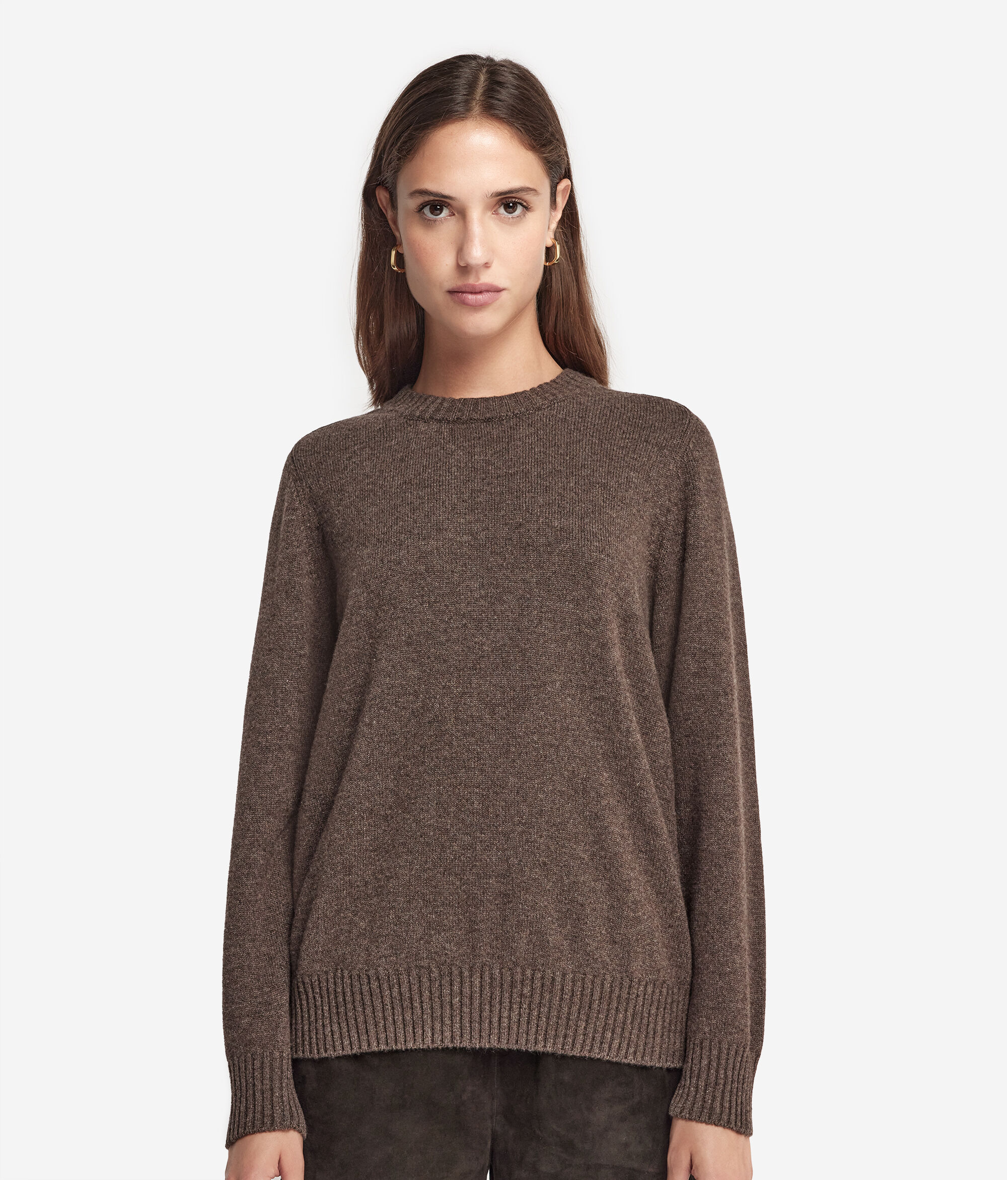 Maglia Girocollo con Spalla Martello in Cashmere Ultrasoft
