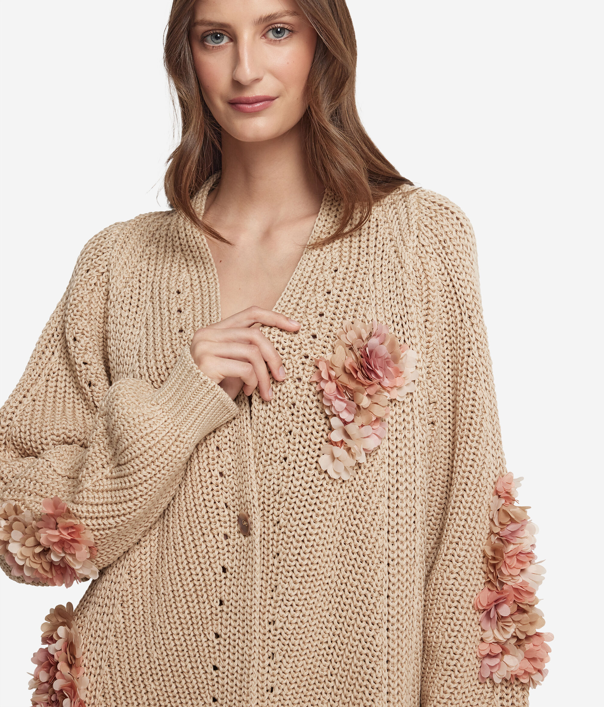 Cardigan Blütenpatch aus Baumwolle