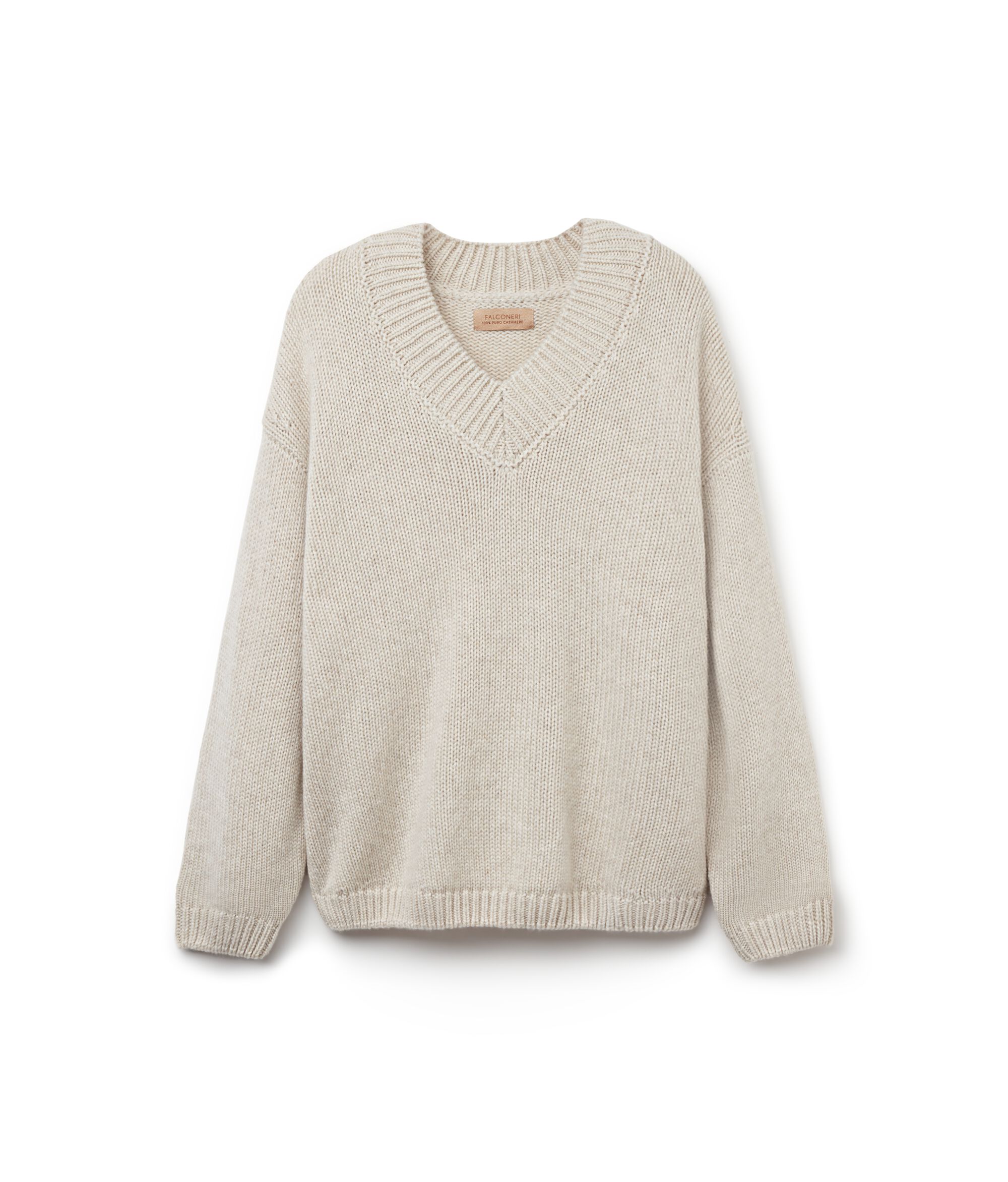 Trykotowy sweter z dekoltem w serek z kaszmiru Ultrasoft