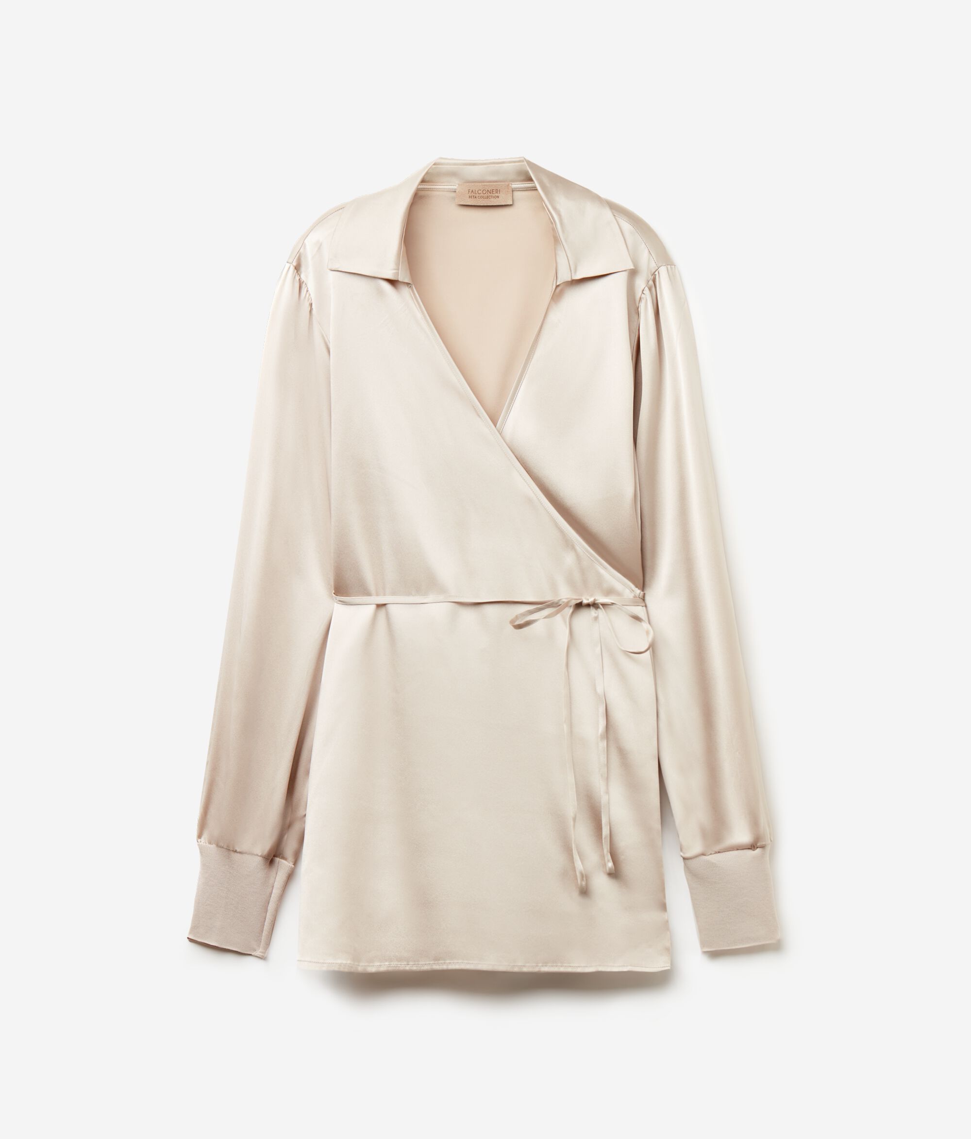 Silk Satin Shirt with Jersey Cuffs