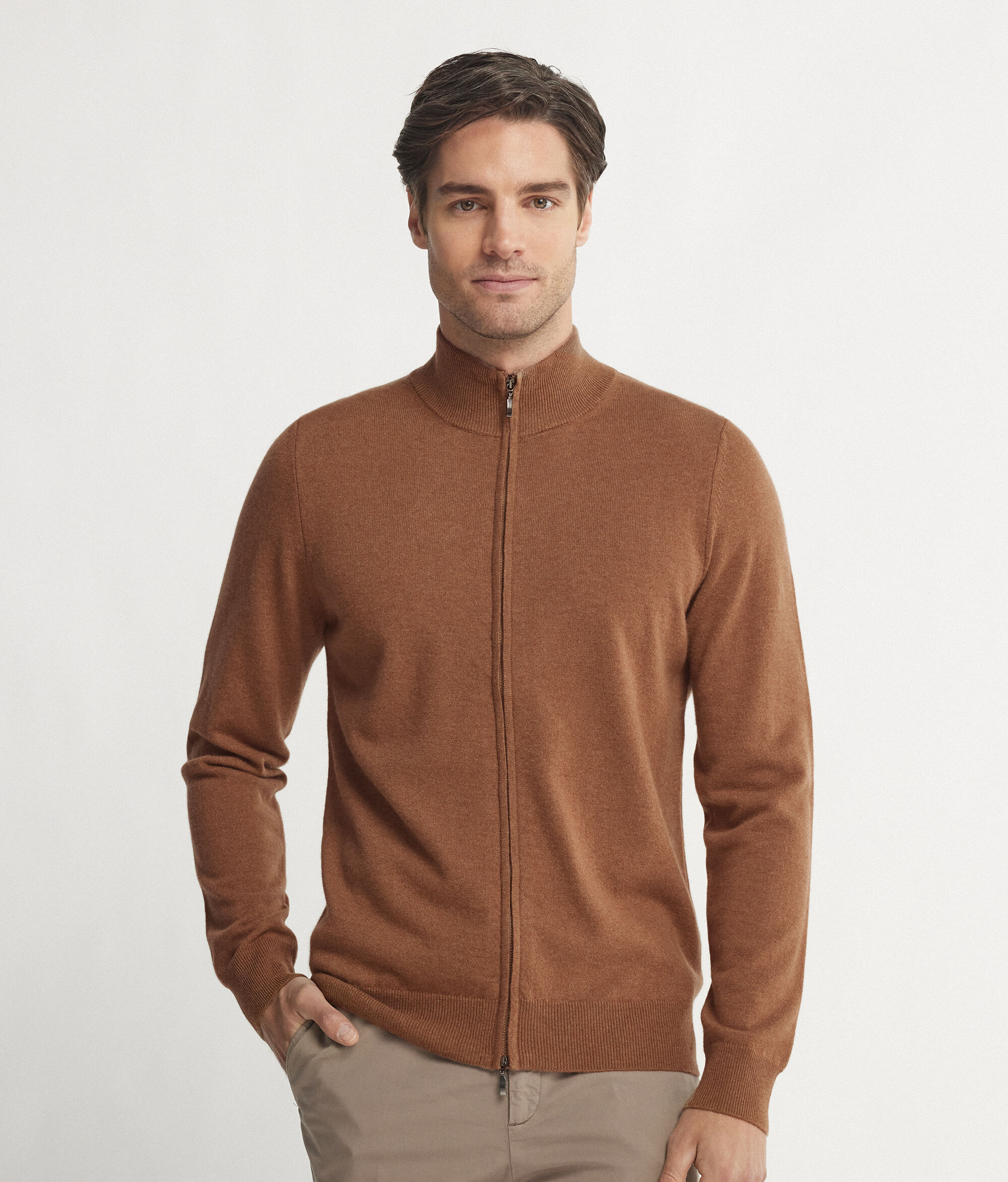 Cardigan Zip Intera in Cashmere Ultrasoft