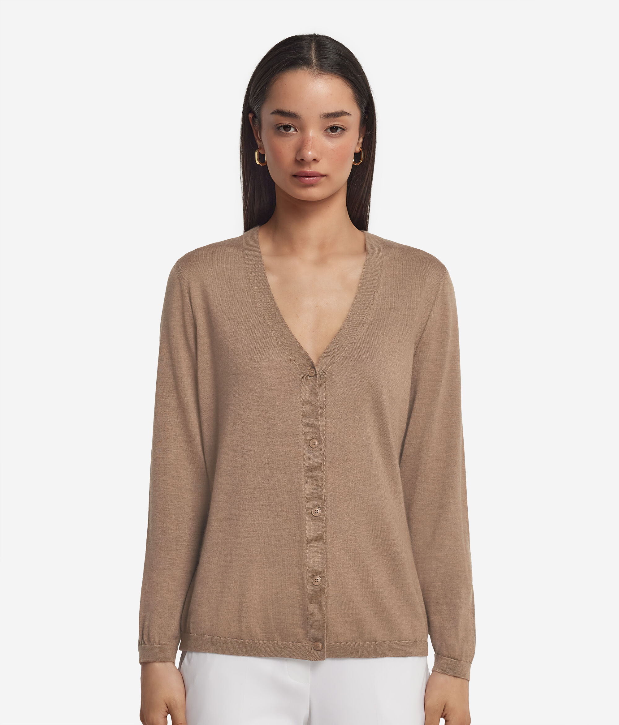 Strickjacke mit V-Ausschnitt aus Kaschmir Ultrafine