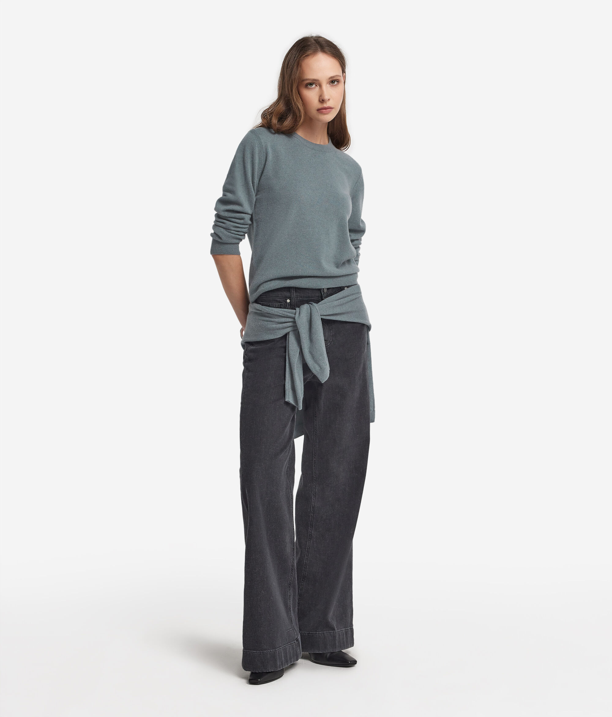 Sweter z długim rękawem i okrągłym dekoltem z kaszmiru Ultrasoft